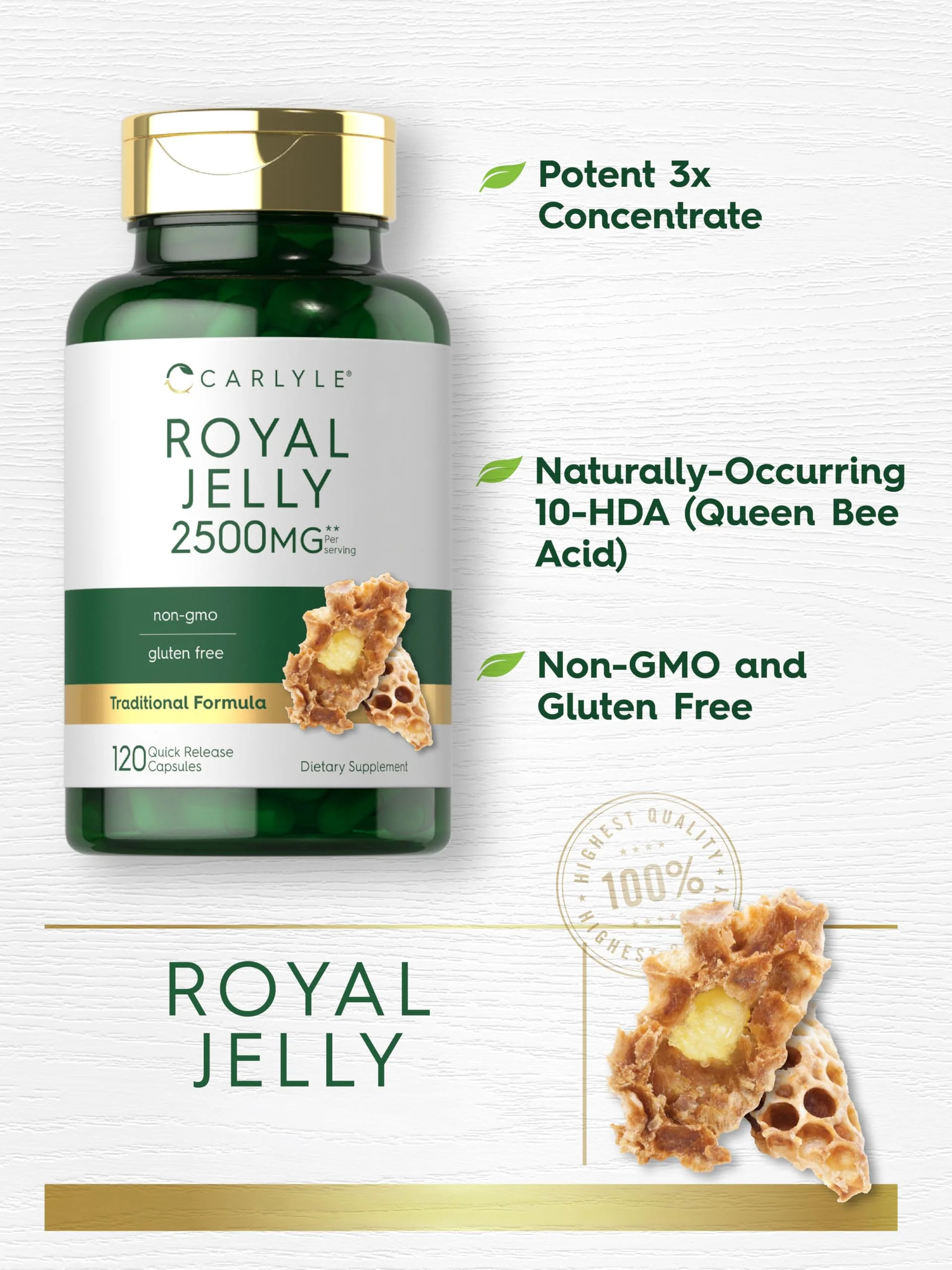 Carlyle Royal Jelly Capsule | 120 Count | Non-GMO and Gluten Free Formula | Traditional Supplement - Image 6