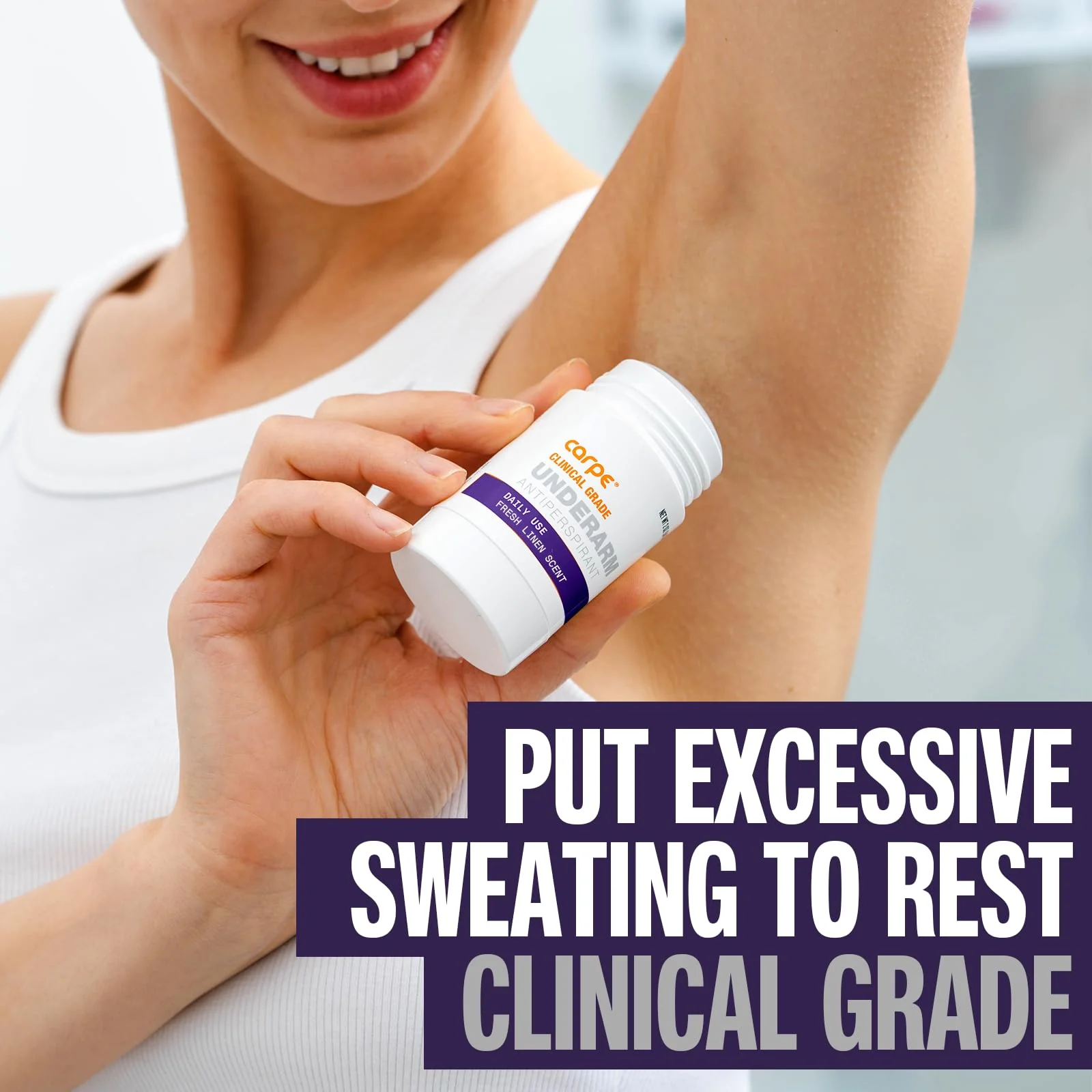 Carpe Clinical Strength Deodorant + Clinical Antiperspirant - Clinical Grade Solid Stick - Fresh Linen Scent - Combat Excessive Underarm Sweating - Great for Hyperhidrosis - Image 5