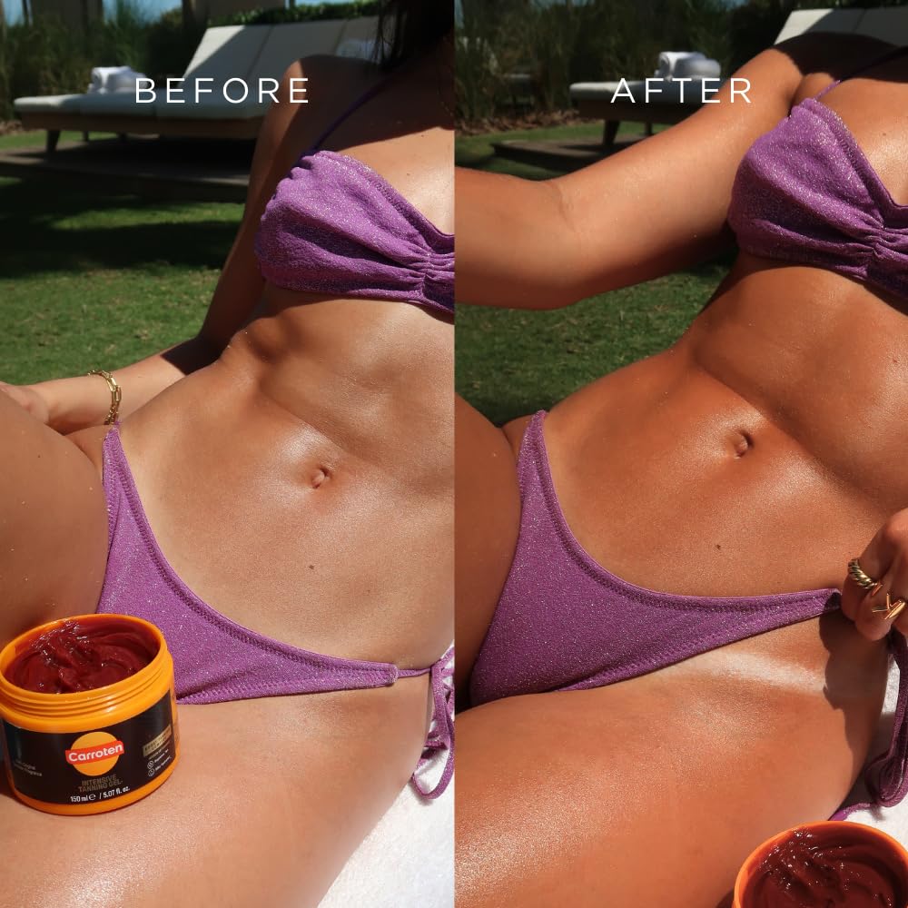 Carroten Intensive Tanning Gel | Browning Tan Accelerator | Non-Greasy, Water-Resistant with Carrot & Coconut Oil | Vitamin A & E For Moisture & Hydration | 5 Fl Oz + Spatula - Image 8