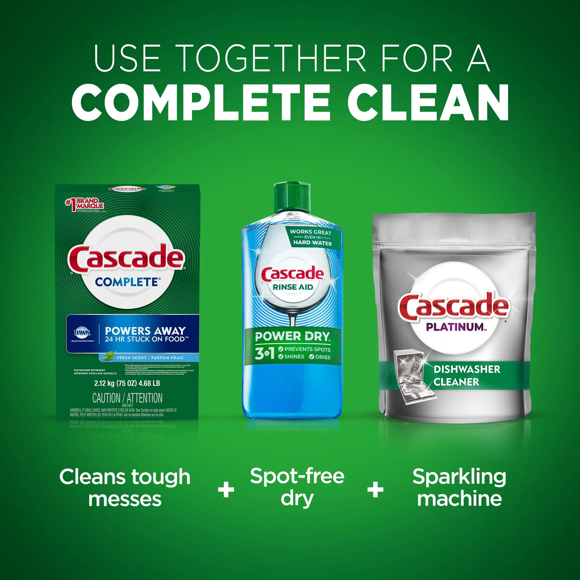 Cascade Complete Powder Dishwasher Detergent, Fresh Scent, 75 oz, White - Image 4