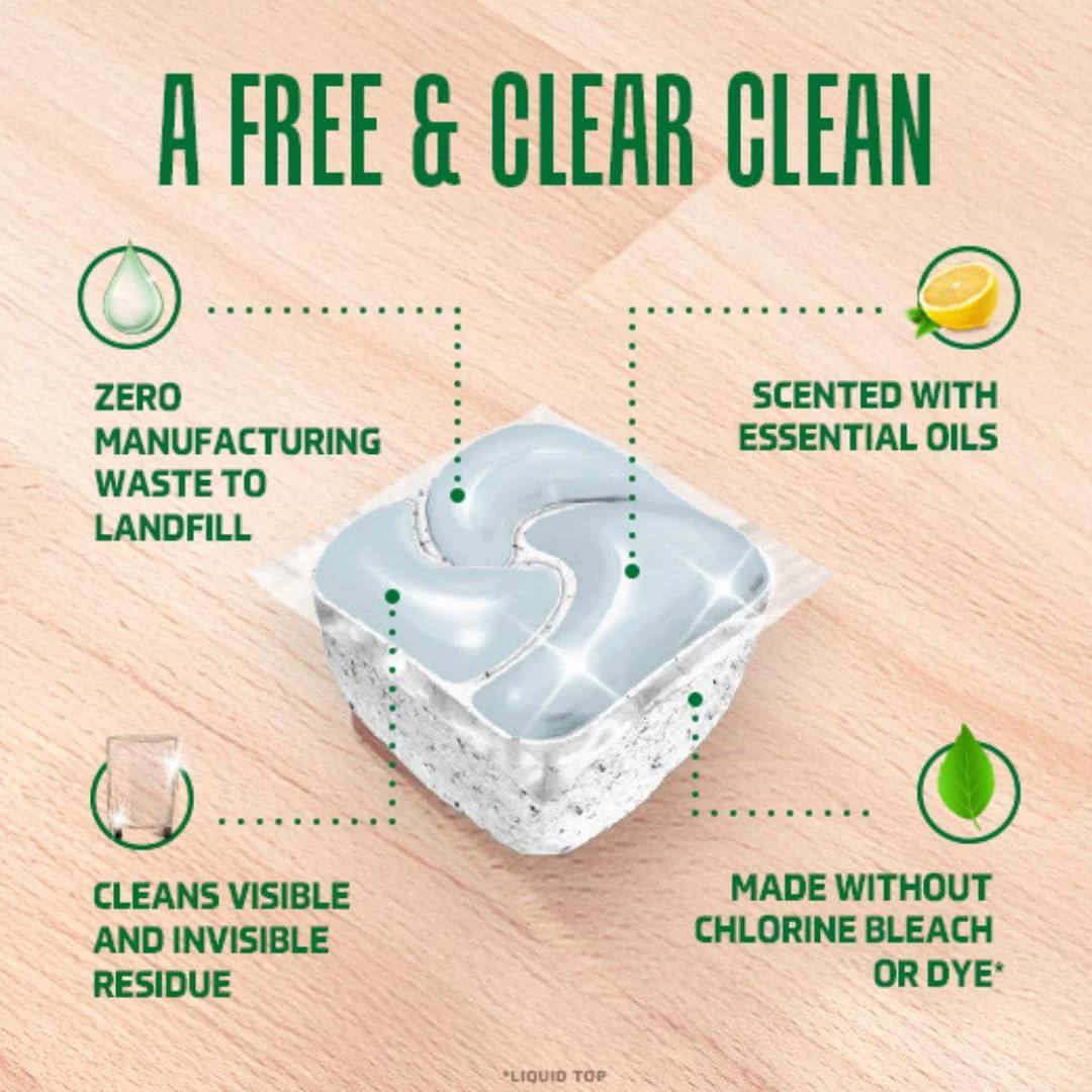 Cascade Free & Clear Dishwasher Pods, Dishwasher Detergent, Dish Detergent Soap, Lemon Essence, 19 Count - Image 4