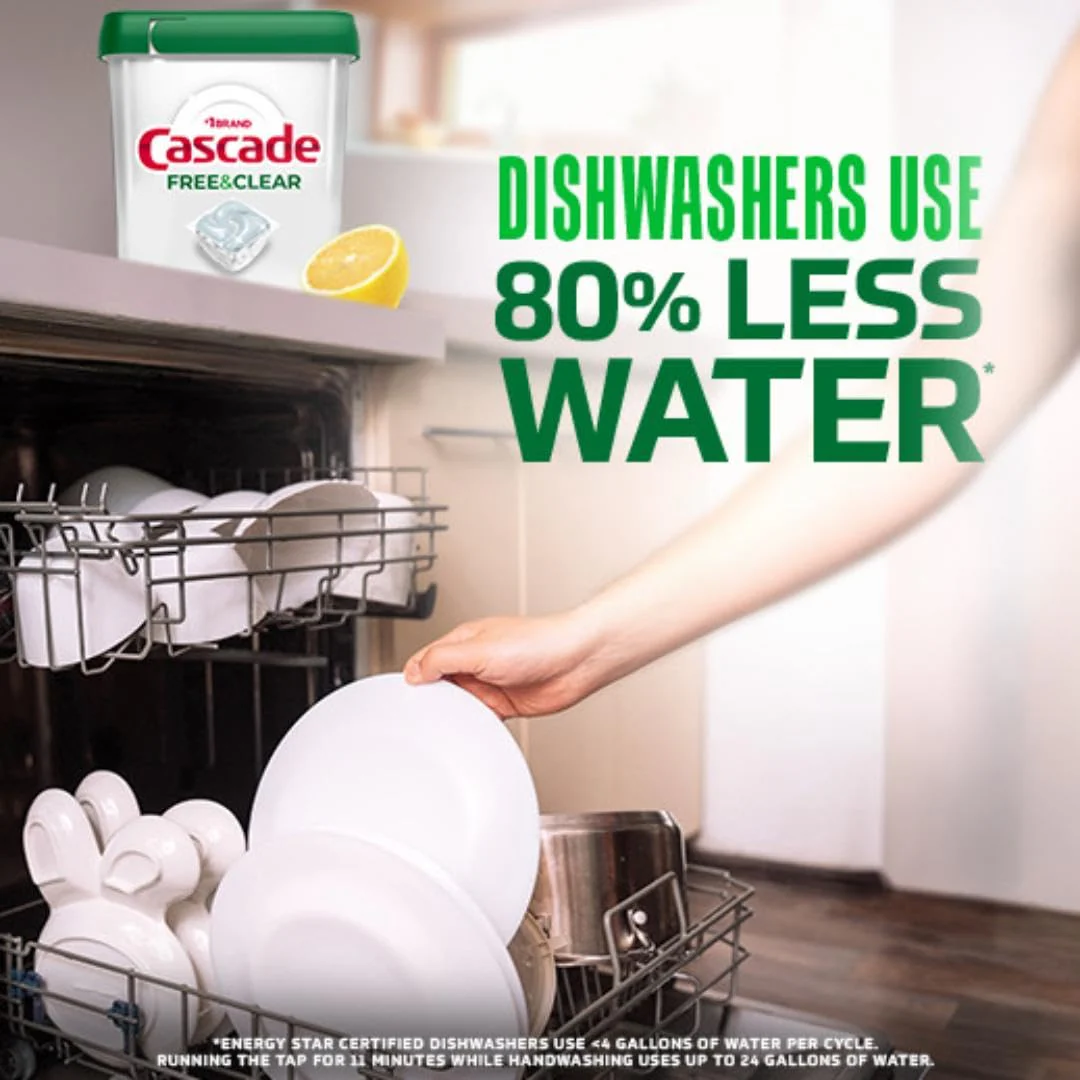Cascade Free & Clear Dishwasher Pods, Dishwasher Detergent, Dish Detergent Soap, Lemon Essence, 19 Count - Image 8