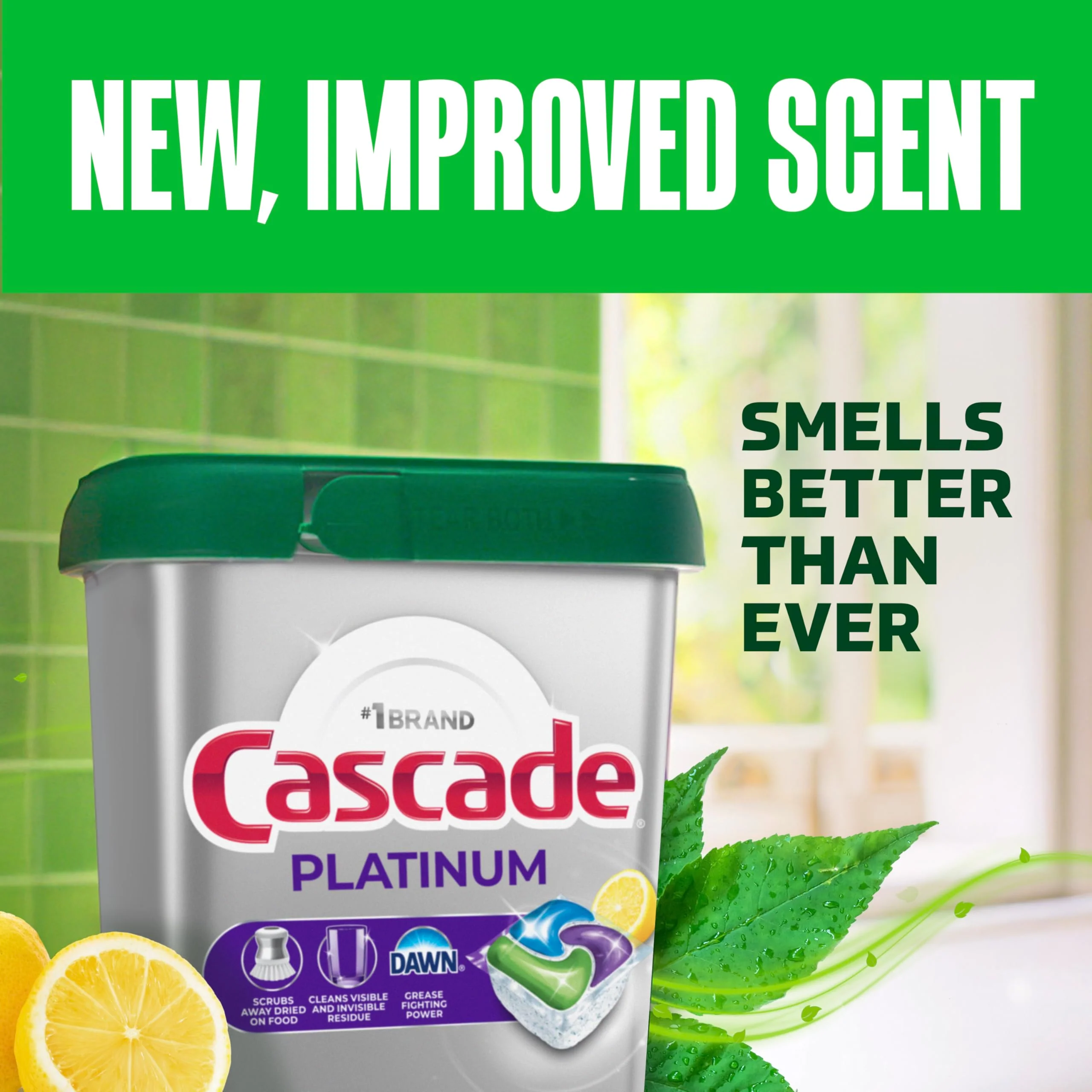 Cascade Platinum Dishwasher Pods, Dishwasher Detergent, Dish Detergent Soap, Lemon, 59 Count - Image 7