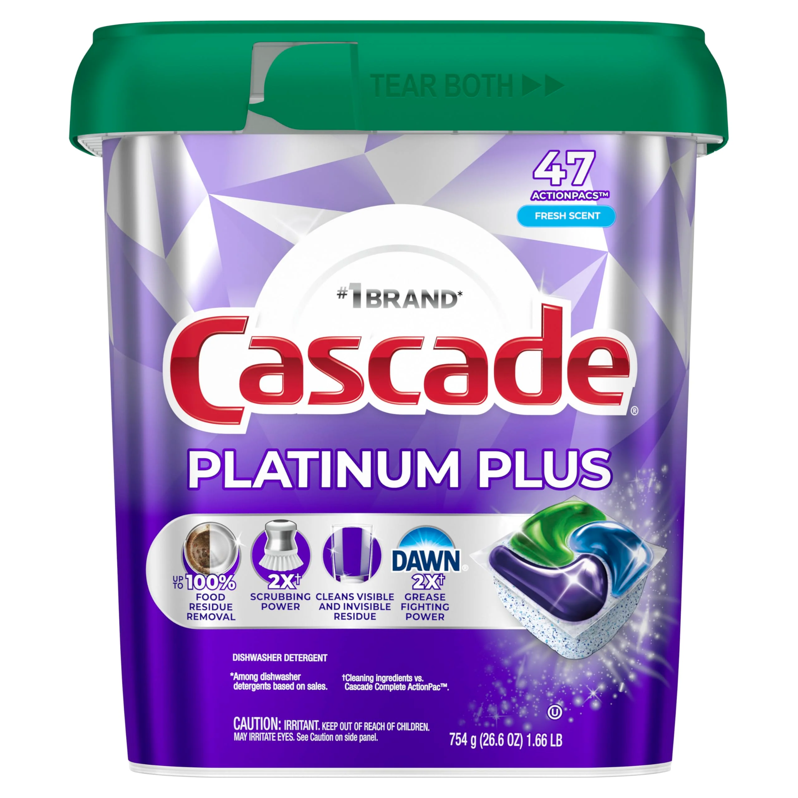 Cascade Platinum Plus Dishwasher Pods, Dishwasher Detergent, Dish Detergent Soap, Fresh, 47 Count - Image 9