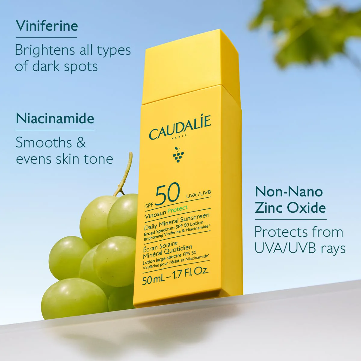 Caudalie Vinosun Protect Daily Mineral Sunscreen SPF50-50 mL - Image 9