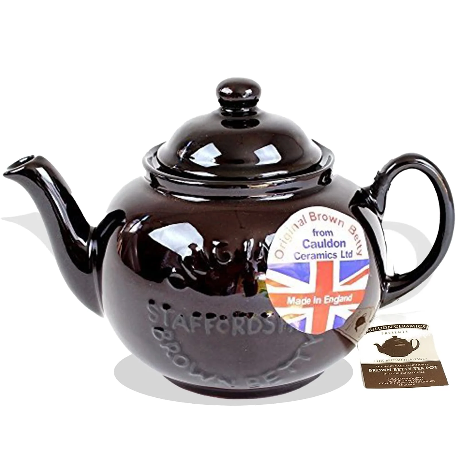Cauldon Ceramics Classic Brown Betty Tea Pot | Hand Made 2 Cup Brown Betty Teapot with Logo | Made with Staffordshire Red Clay | Traditional Teapot | Authentic, Made in England Teapot | 20 Fl Oz - Image 2