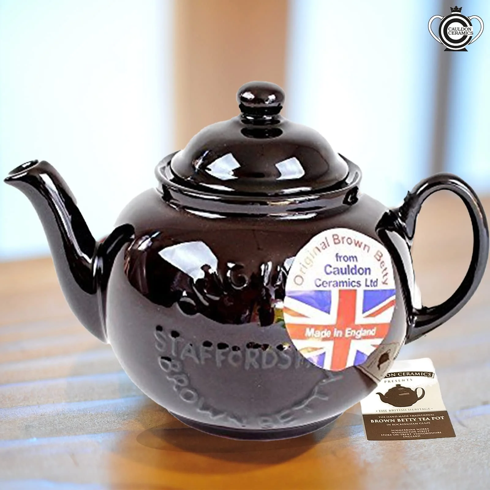 Cauldon Ceramics Classic Brown Betty Tea Pot | Hand Made 2 Cup Brown Betty Teapot with Logo | Made with Staffordshire Red Clay | Traditional Teapot | Authentic, Made in England Teapot | 20 Fl Oz - Image 7
