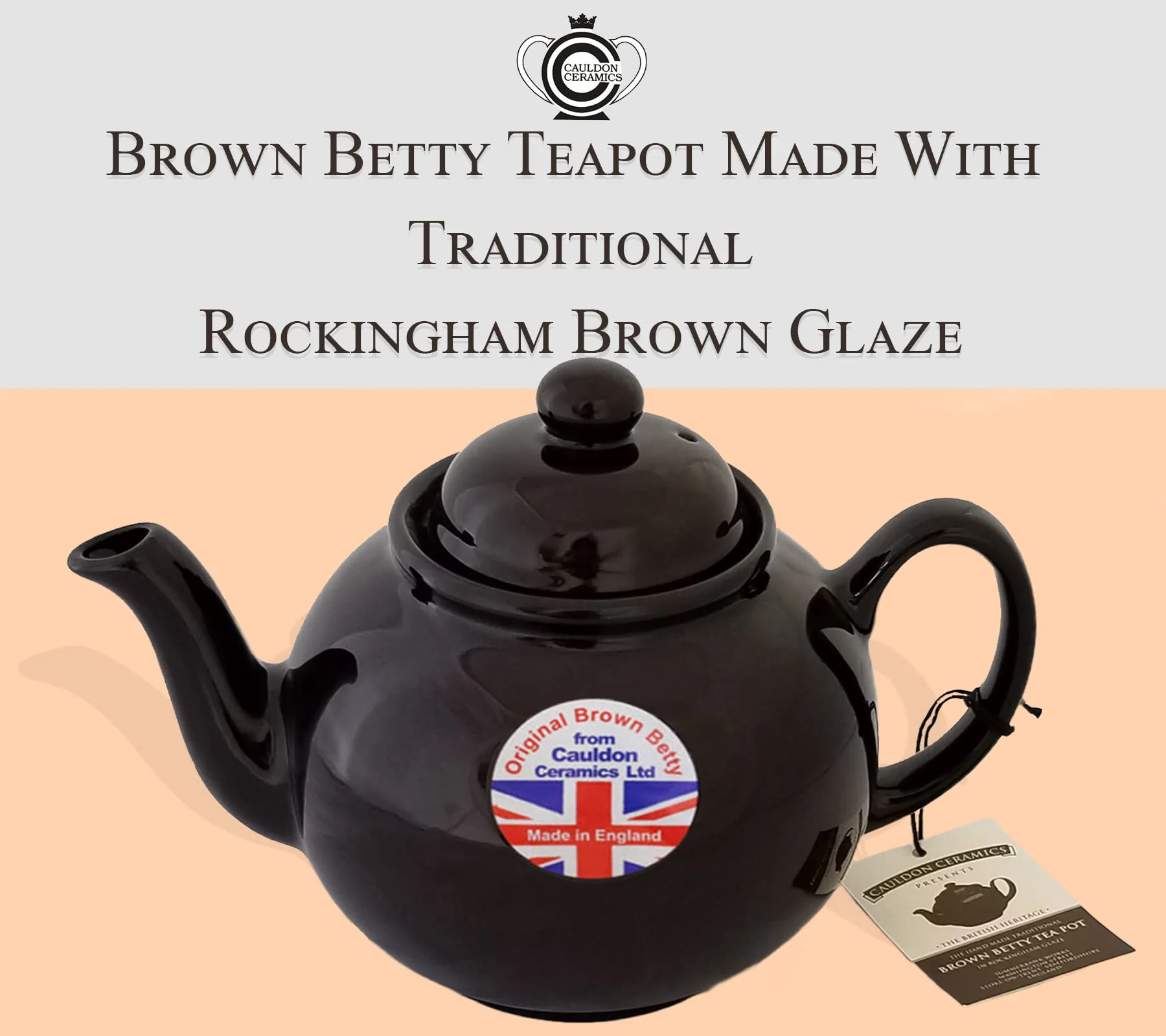 Cauldon Ceramics Classic Brown Betty Tea Pot | Hand Made 4 Cup Brown Betty Teapot | Made with Traditional Staffordshire Red Clay | Ceramic Teapot for Loose Leaf Tea or Teabags | 36 fl oz - Image 3