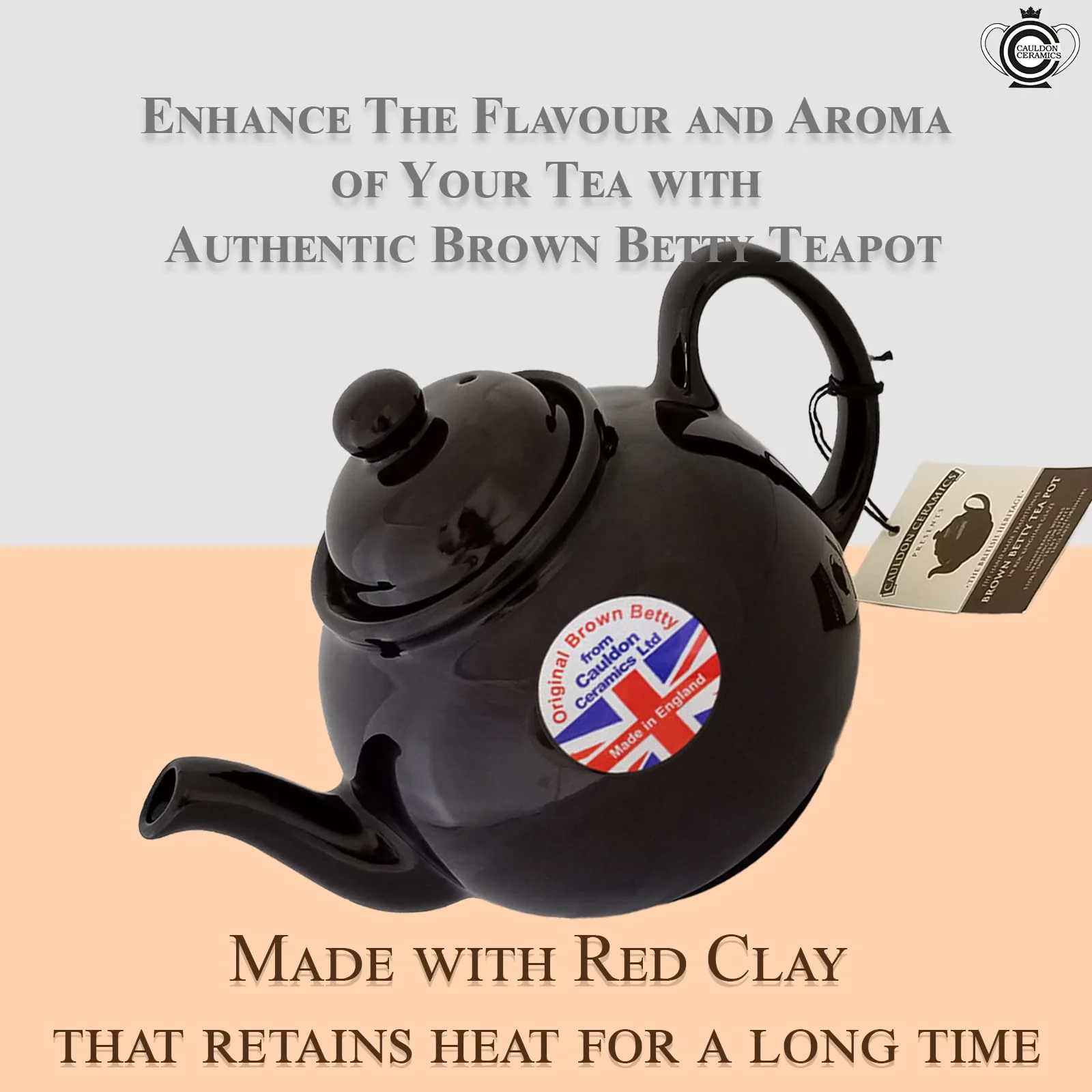Cauldon Ceramics Classic Brown Betty Teapot | Hand Made 6 Cup Brown Betty Teapot | Made with Traditional Staffordshire Red Clay | Ceramic Teapot for Loose Leaf Tea or Teabags | 43 fl oz - Image 6
