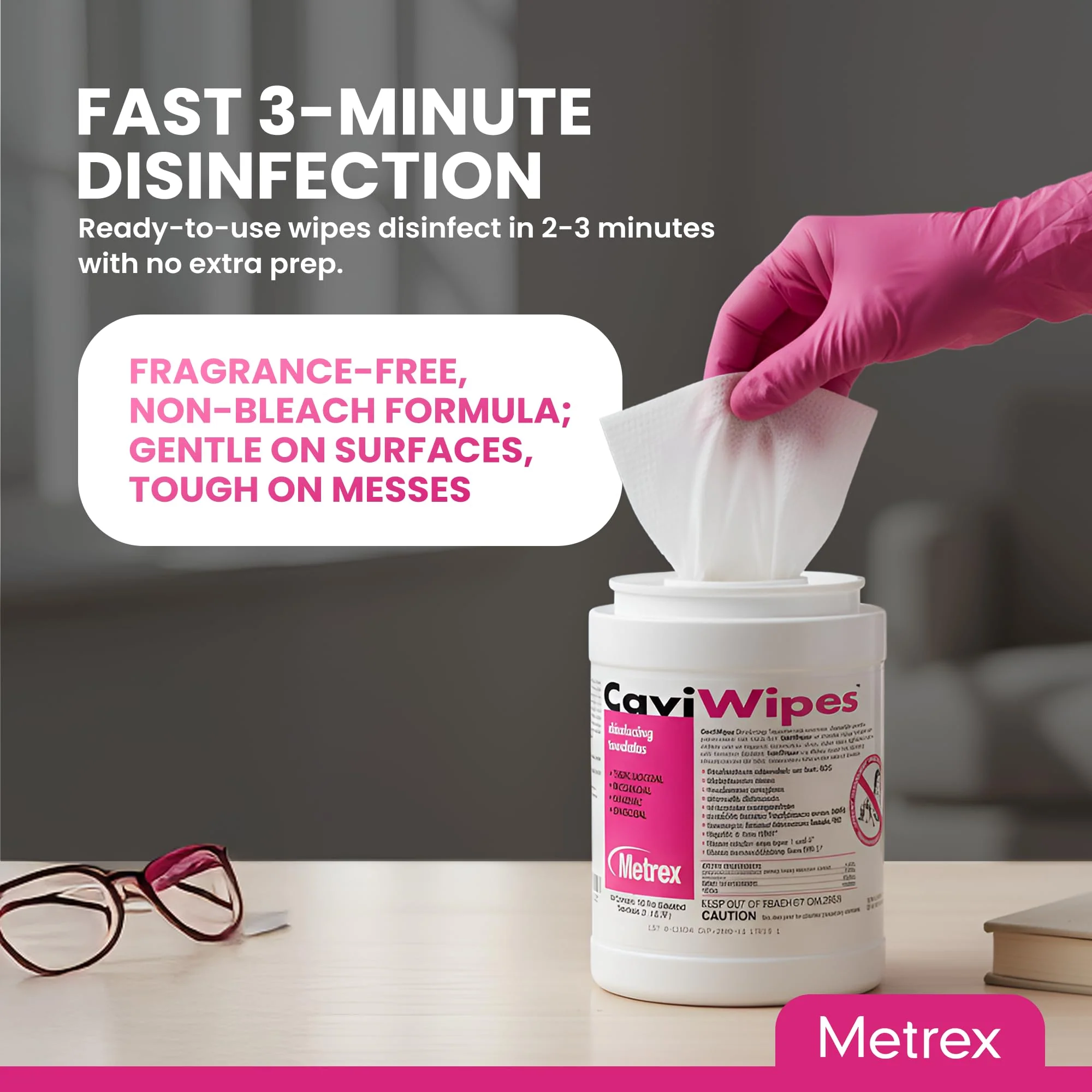 CaviWipes Disinfectant Wipes – Surface Disinfecting Wipes for Professional Cleaning in Healthcare & Laboratory Settings – 160 Count per Canister, 12 Canisters/Case - Image 3