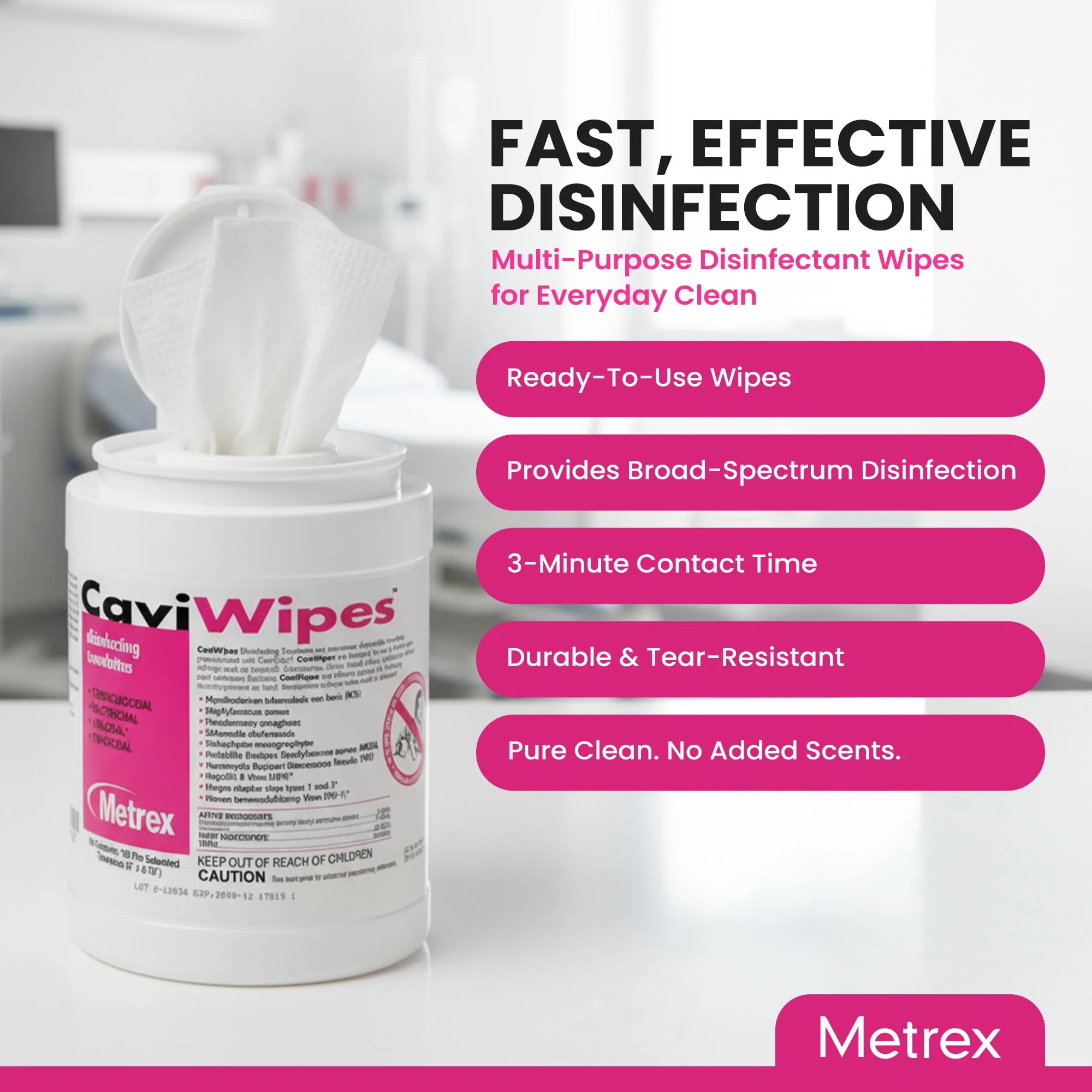 CaviWipes Disinfectant Wipes – Surface Disinfecting Wipes for Professional Cleaning in Healthcare & Laboratory Settings – 160 Count per Canister, 12 Canisters/Case - Image 7