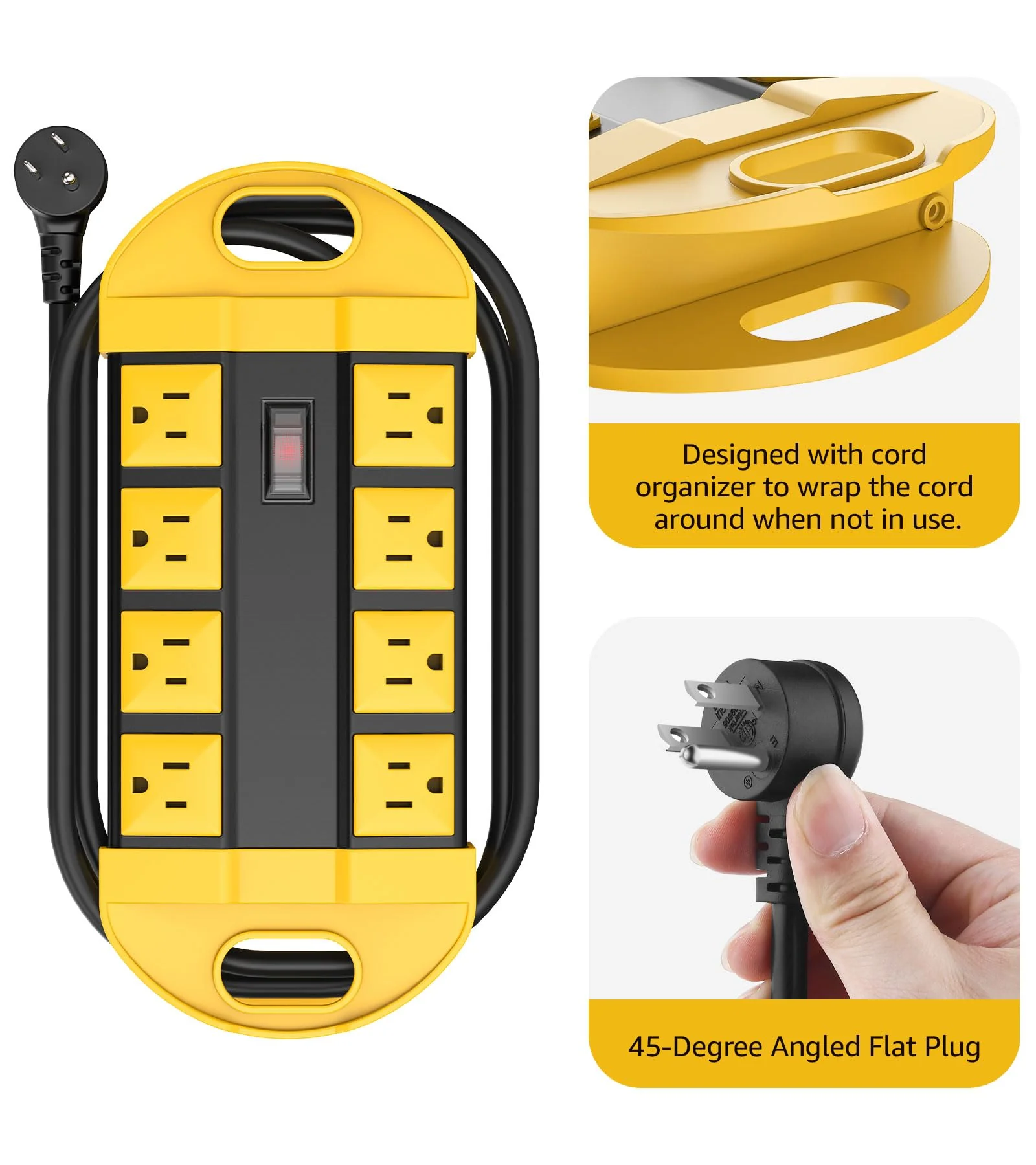 CCCEI Outdoor Power Strip Weatherproof with 8 Plug, Waterproof Extension Cord with Multiple Outlets, Christmas Exterior Garden Yard Surge Protector 6FT. - Image 3
