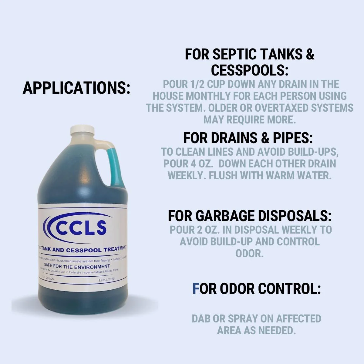 ccls Septic Tank and Cesspool Treatment Additive/Organic Enzyme Producing Bacteria/Non-toxic/Non-Hazardous/Non-Corrosive (1-Gallon) - Image 4