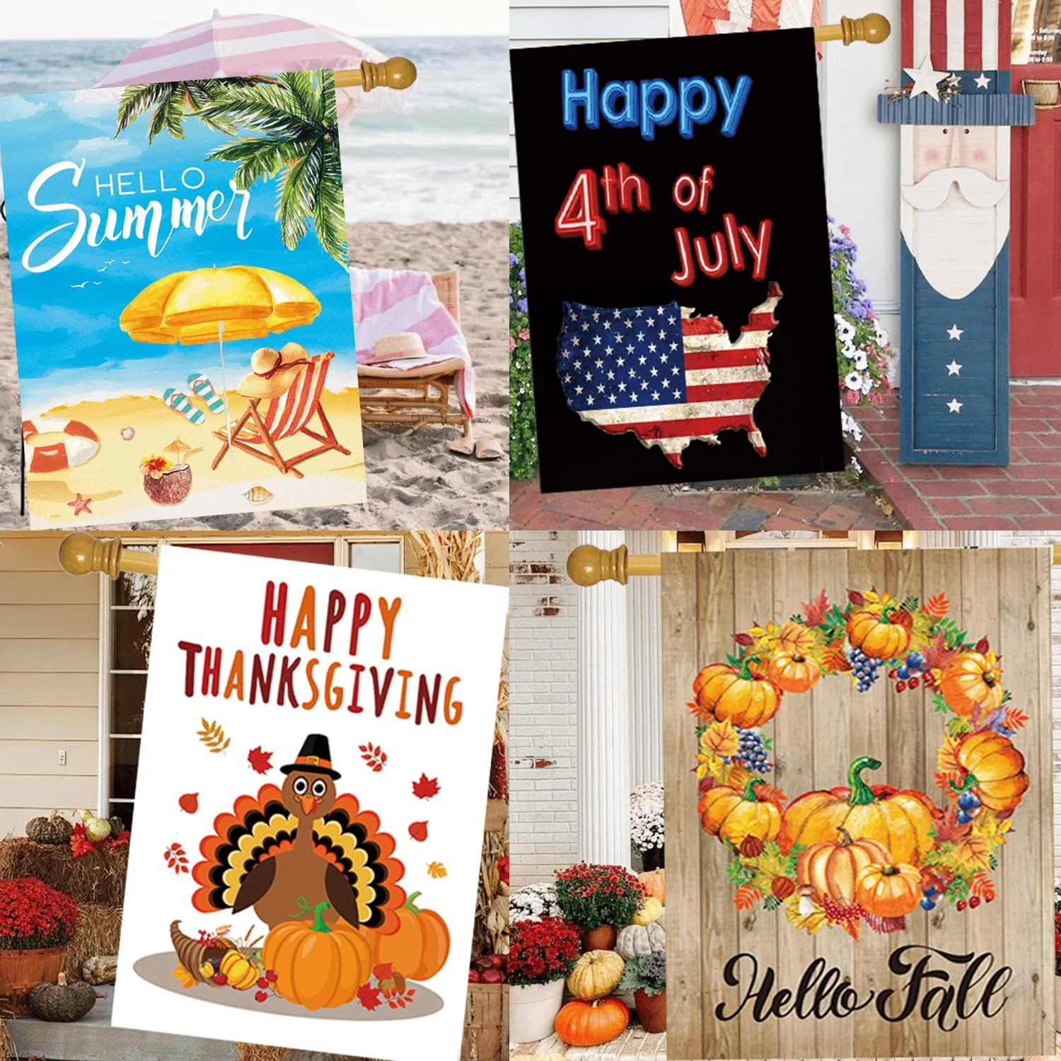 CDLong Seasonal Garden Flag Set of 12 - Double Sided 28 x 40 Inch Large Yard Flags, Outdoor Holiday Decorations for All Seasons, Christmas, Spring, Summer, and Fall - Big House Flags for Outside Decor - Image 2