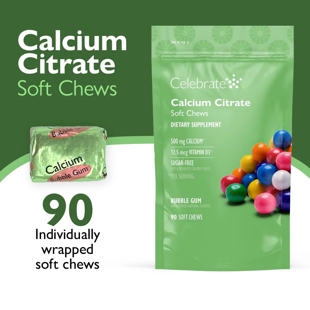 Celebrate Vitamins Bariatric 500mg Calcium Citrate Soft Chews with 500 IU Vitamin D3 – Essential for Gastric Bypass Patients & Bone Health - Sugar & Gluten Free, Chocolate (90 Chews) - Image 2