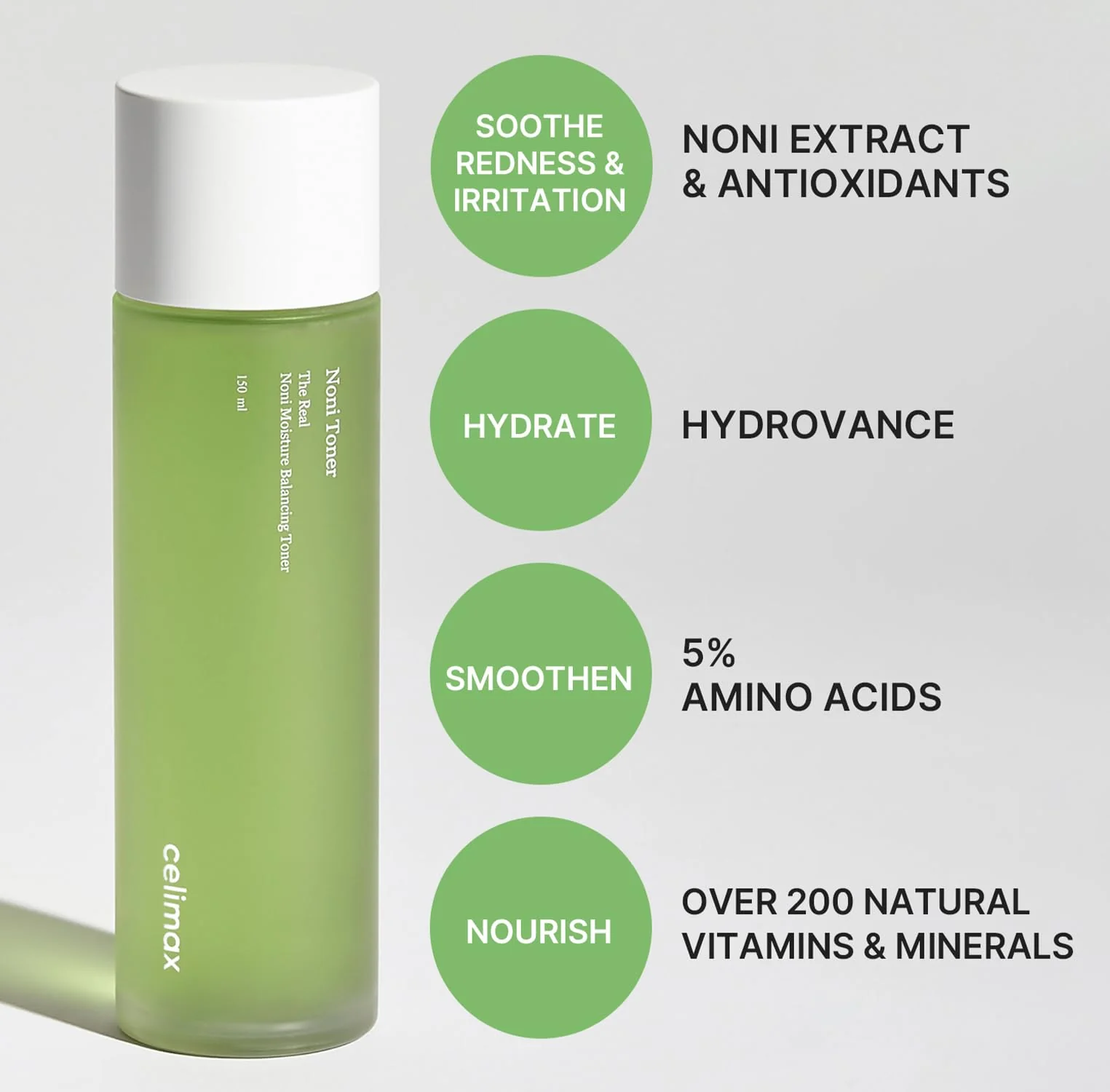 celimax Noni Moisture Balancing Toner | with Noni Extract, Facial Astringent, Hydrating, Exfoliating, for Sensitive Dry Skin, Fine Lines, Korean Skincare, 150ml - Image 3