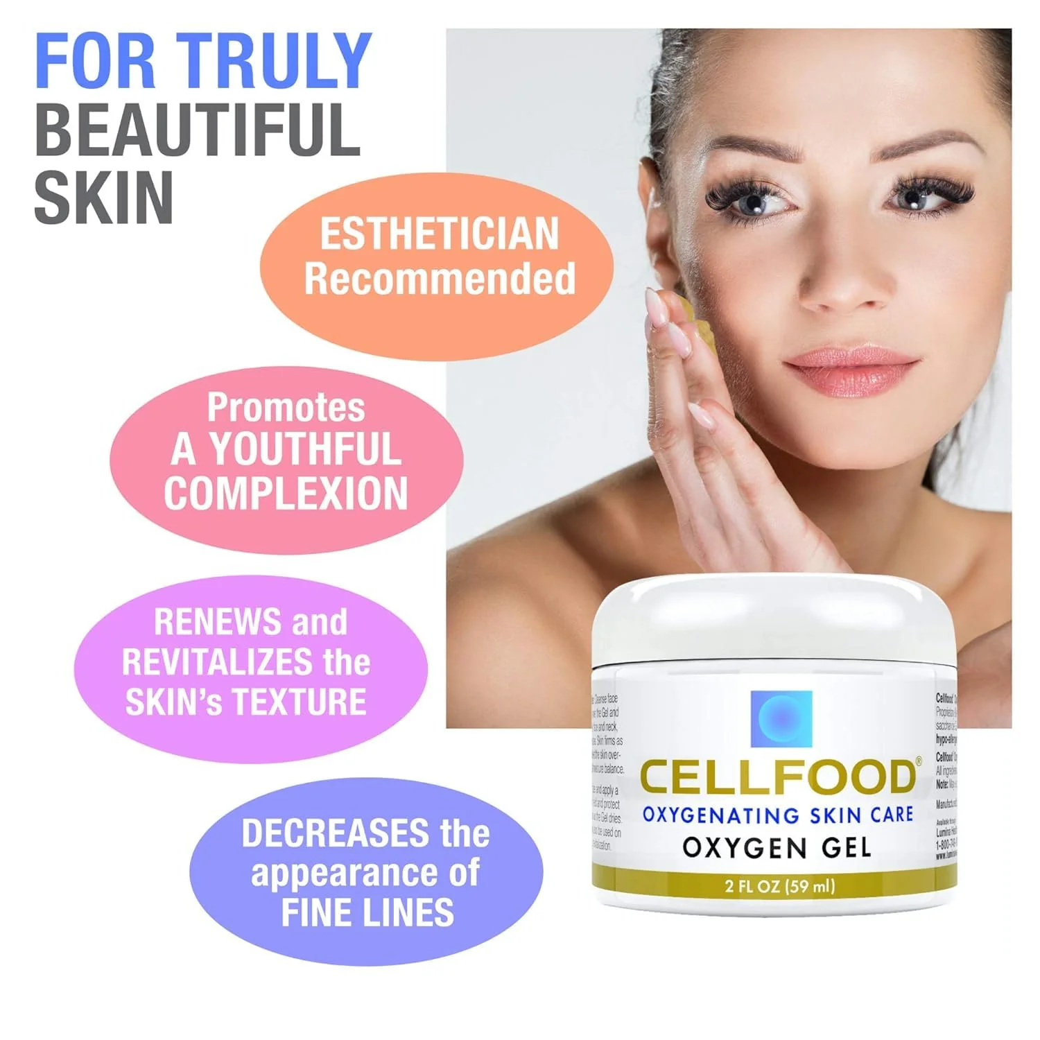 Cellfood Oxygen Gel, 2 fl oz - Nutrient Rich - Provides Moisture & Protection, Decreases Appearance of Fine Lines - Aloe Vera, Lavender Blossom Extract, Cellfood & Glycerine - Hypoallergenic, Non-GMO - Image 4