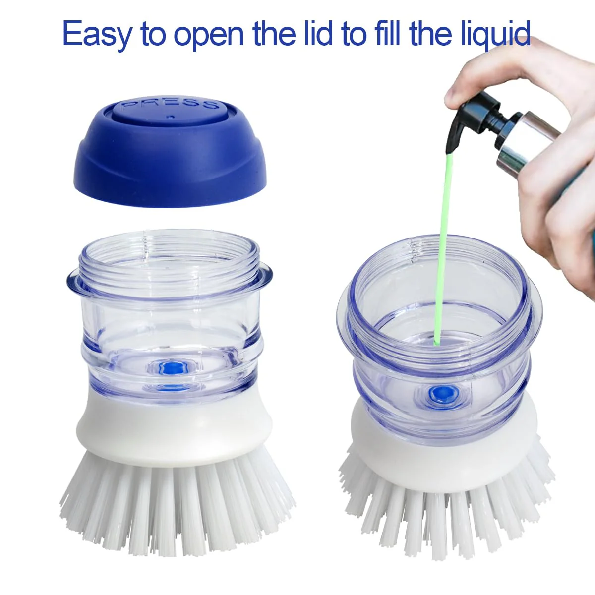 CELOX 2 Pack Dish Brush with Soap Dispenser for Kitchen Cleaning, Kitchen Brush for Dish Pot Pan Sink Cleaning - Image 4