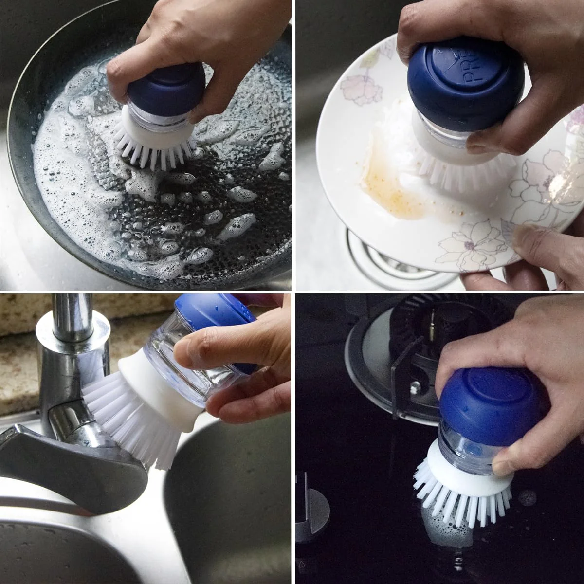 CELOX 2 Pack Dish Brush with Soap Dispenser for Kitchen Cleaning, Kitchen Brush for Dish Pot Pan Sink Cleaning - Image 6