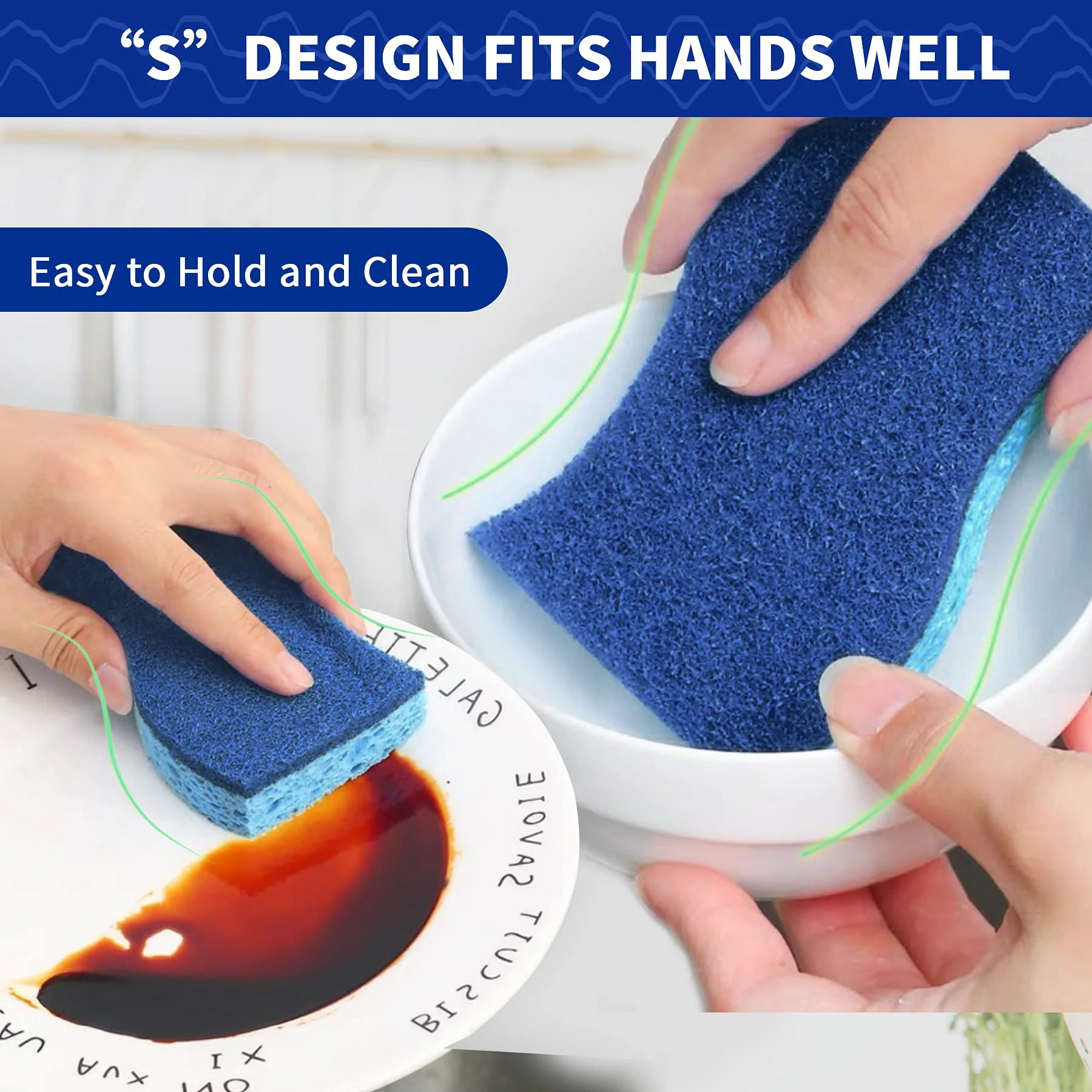 CELOX 36 Pack Non-Scratch Dish Sponge, Dual Sided Kitchen Sponges for Dishes, Long Lasting Dishwashing Household Cleaning Sponges for Kitchen, Easy to Dry and Reusable - Image 3