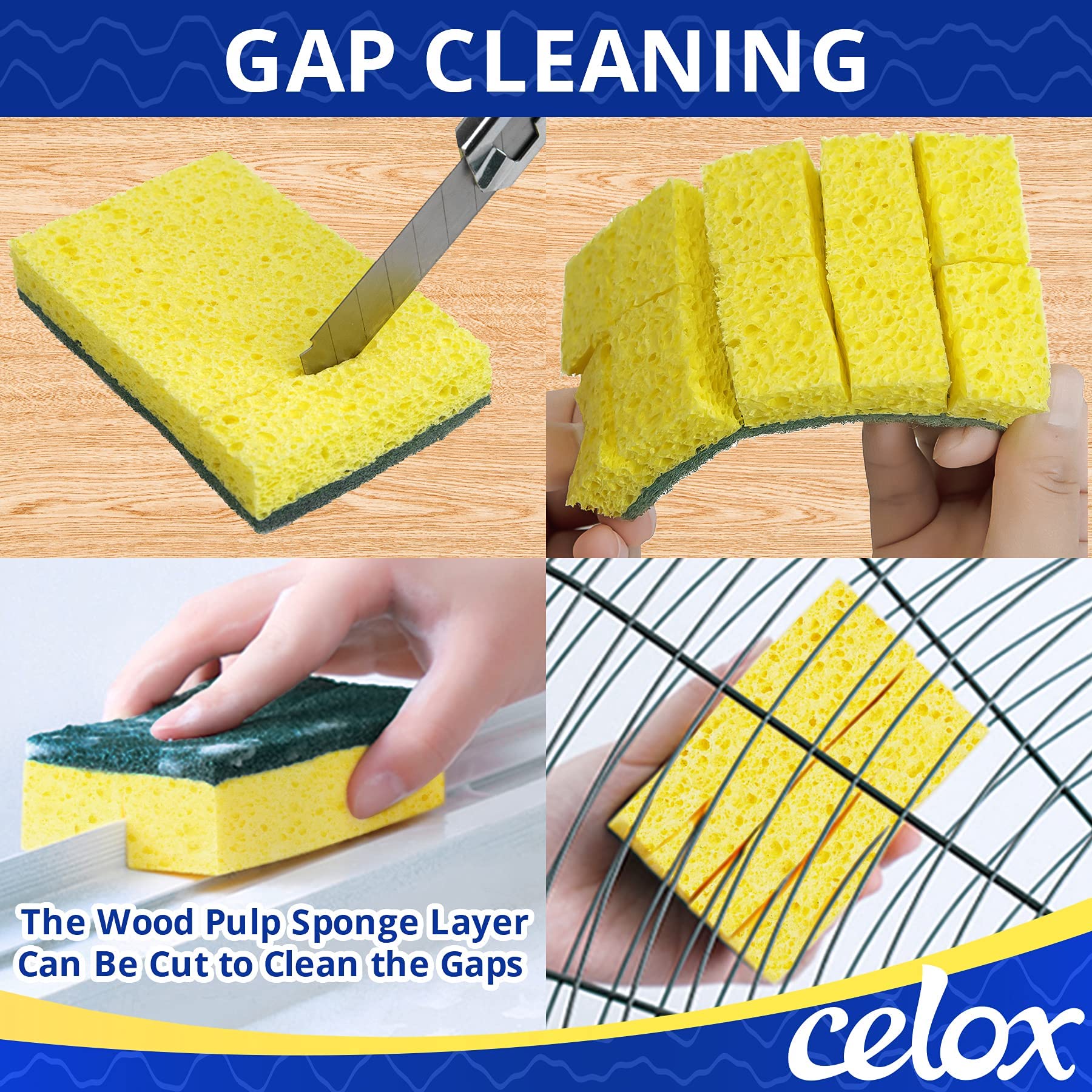 CELOX Non-Scratch Scrub Sponge for Washing Dishes, Yellow, 24Pack - Image 6