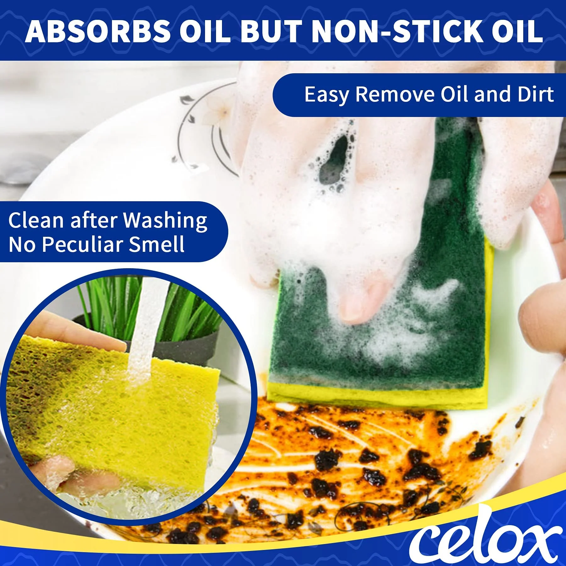 CELOX Non-Scratch Scrub Sponge for Washing Dishes, Yellow, 24Pack - Image 8