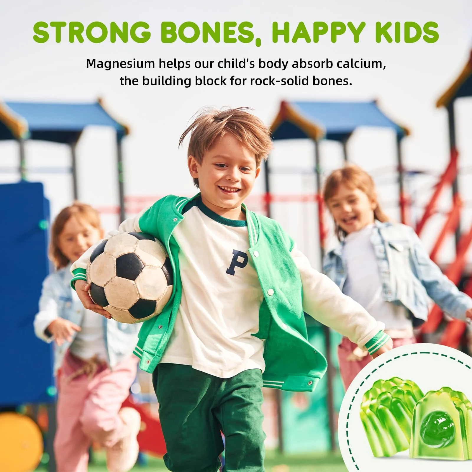 Center-Filled Kids Magnesium Gummies - Magnesium Glycinate Gummies for Kids & Adults with L-Theanine, Chamomile, Licorice, Vitamin D, B6 for Sleep, Relaxation, Brain & Muscle - Sugar Free Apple & Kiwi - Image 3