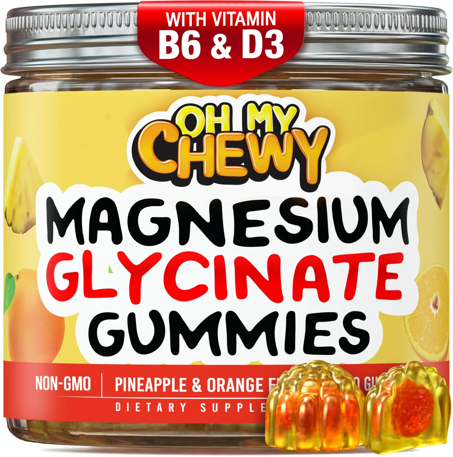 Center-Filled Magnesium Glycinate Gummies 400MG - High Absorption for Kids, Teens & Adults - Supplement for Sleep, Calm & Muscle Relaxation with B6 & D3 - Gluten Free & Vegan Friendly - 120 Count