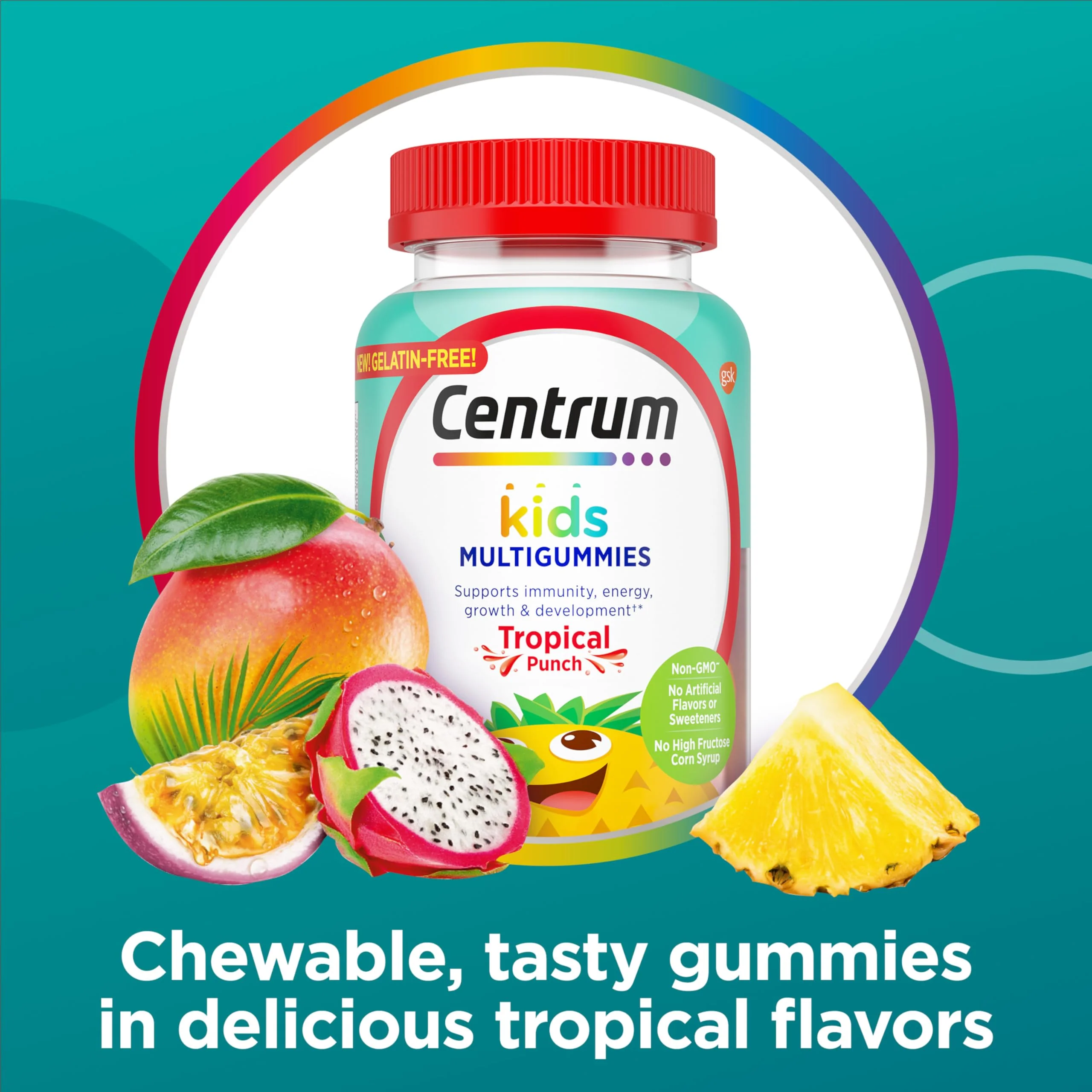 Centrum Kids Multivitamin Gummies, Tropical Punch Flavor Made With Natural Flavors, Stocking Stuffer, 150 Count, 150 Day Supply - Image 4