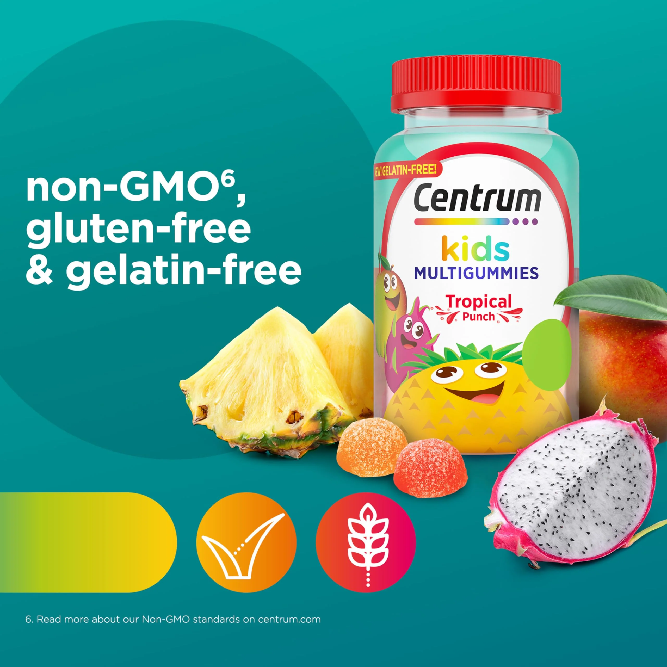Centrum Kids Multivitamin Gummies, Tropical Punch Flavor Made With Natural Flavors, Stocking Stuffer, 150 Count, 150 Day Supply - Image 6