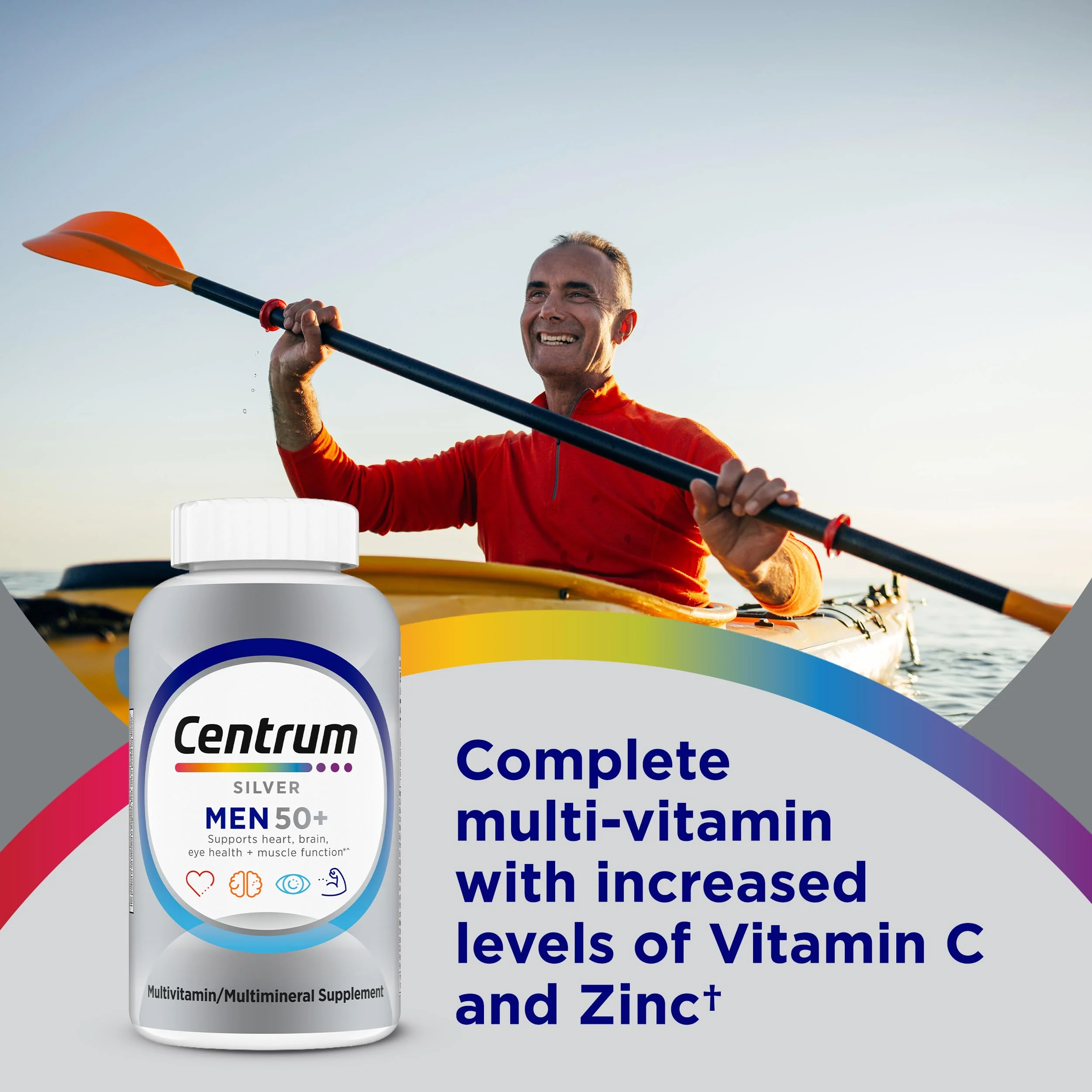 Centrum Silver Multivitamin for Men 50 Plus, Multimineral Supplement, Vitamin D3, B-Vitamins and Zinc, Gluten Free, Non-GMO Ingredients, Supports Memory and Cognition in Older Adults - 100 Ct - Image 2