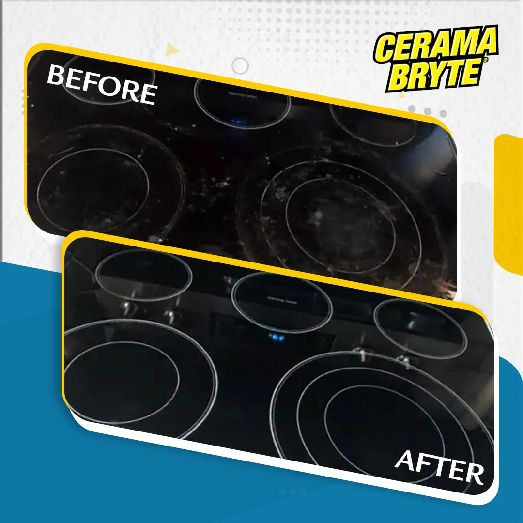 Cerama Bryte 3 x Scraper & 3 x Pad Kit Cooktop and Stove Top Cleaner for Glass - Ceramic Surfaces, 6 Piece Set - Image 5
