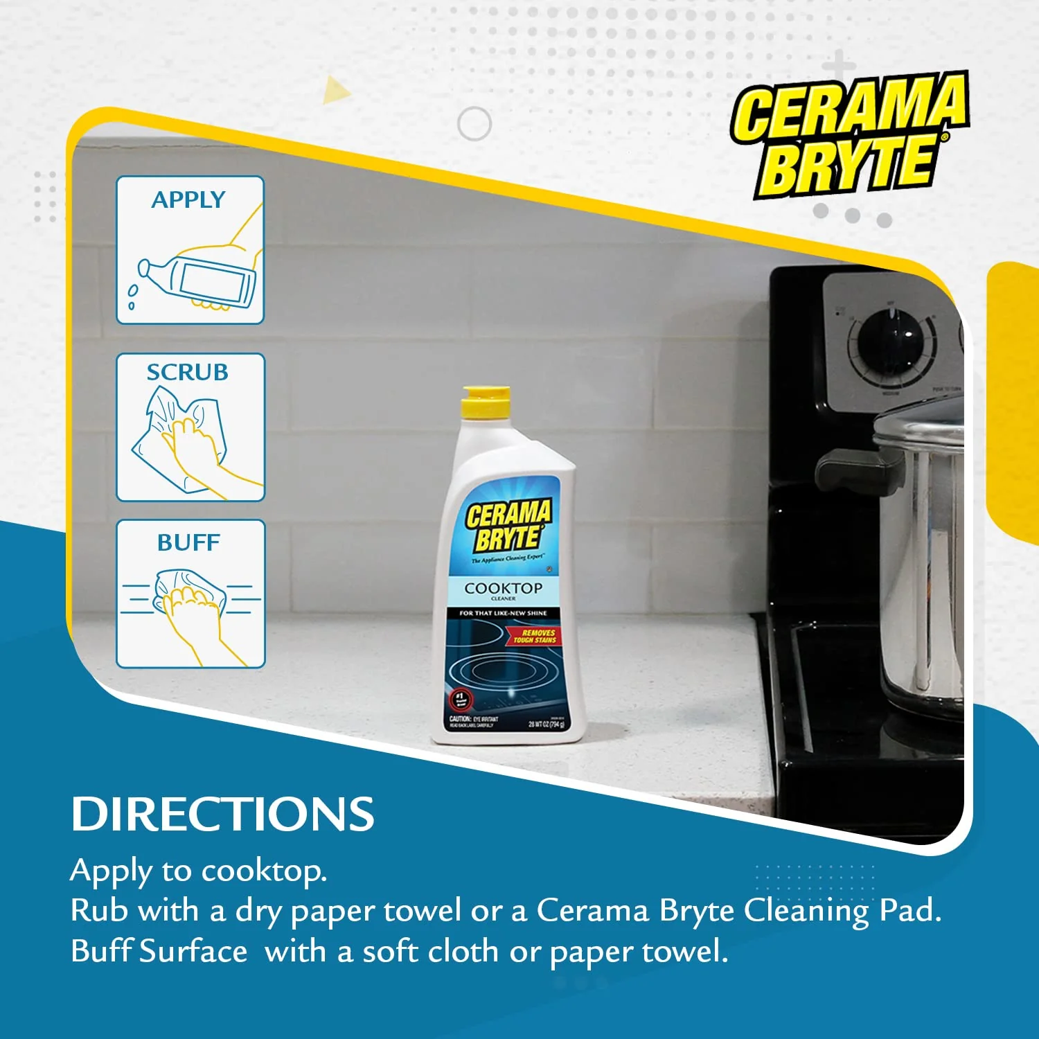 Cerama Bryte Cooktop and Stove Top Cleaner for Glass-Ceramic Surfaces, 2-28 oz - Image 5