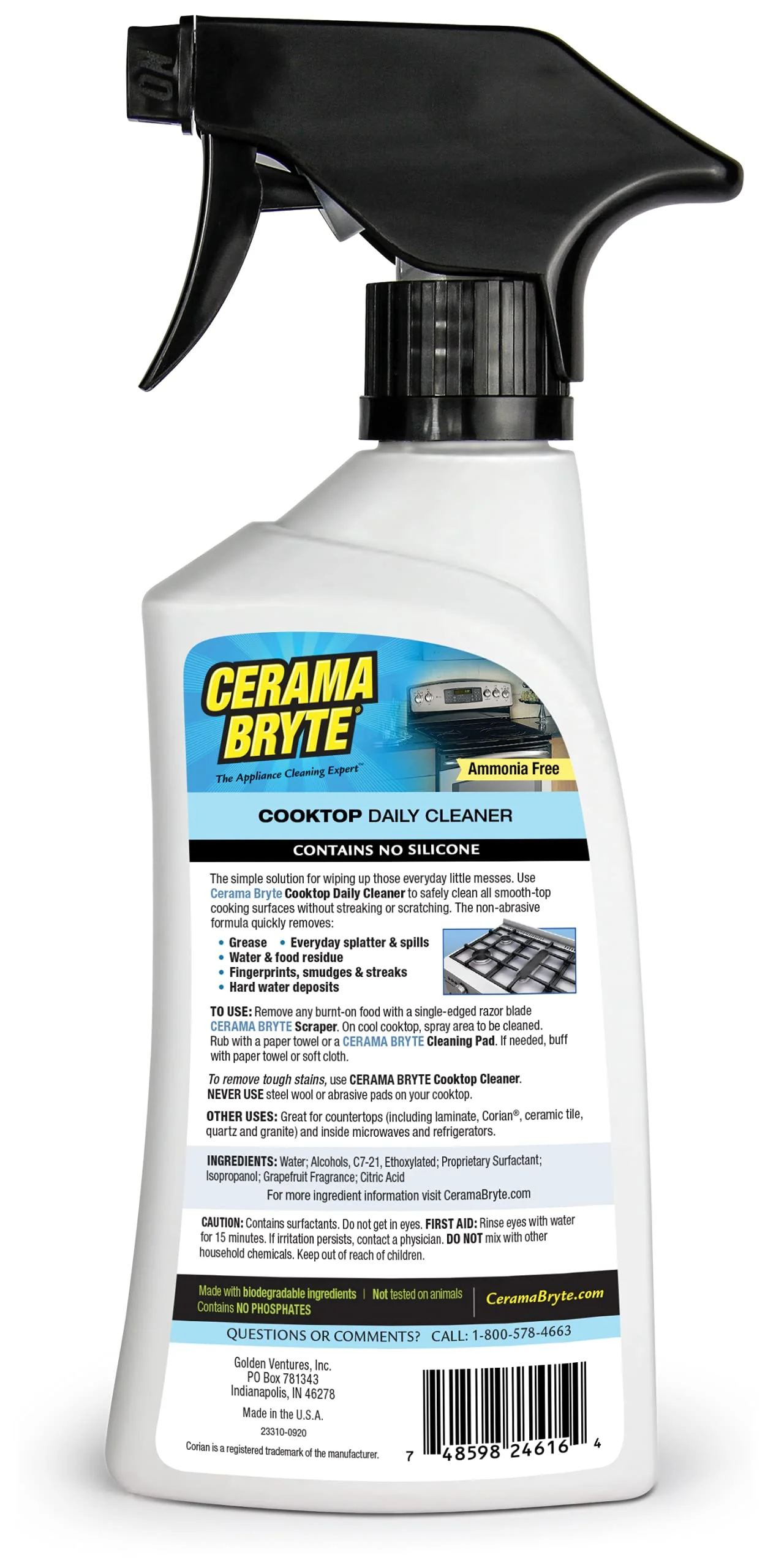 Cerama Bryte Daily Spray Cooktop and Stove Top Cleaner for Glass & Pads Combo Kit - Ceramic Surfaces, 16 Fluid Ounces, 4 Piece Set - Image 4