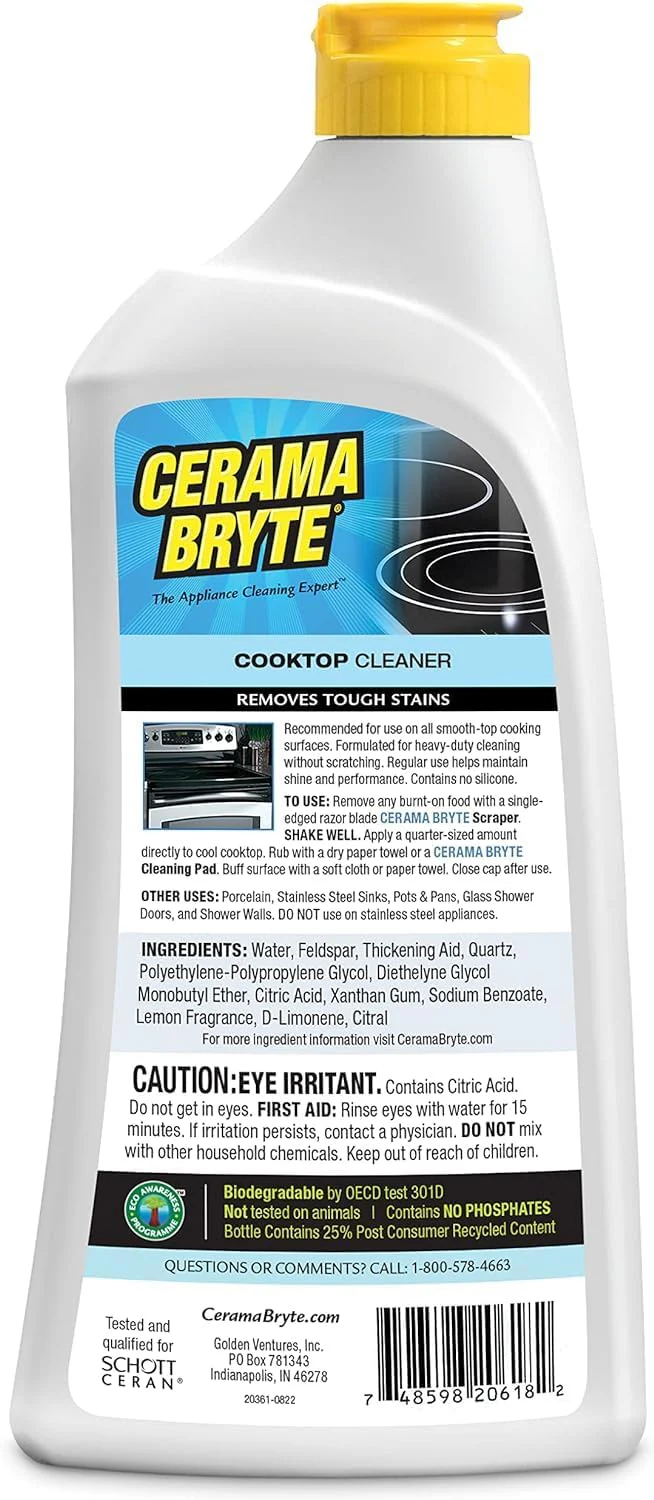 Cerama Bryte Removes Tough Stains Cooktop and Stove Top Cleaner for Glass - Ceramic Surfaces, 18 Ounces, 2 Pack - Image 2