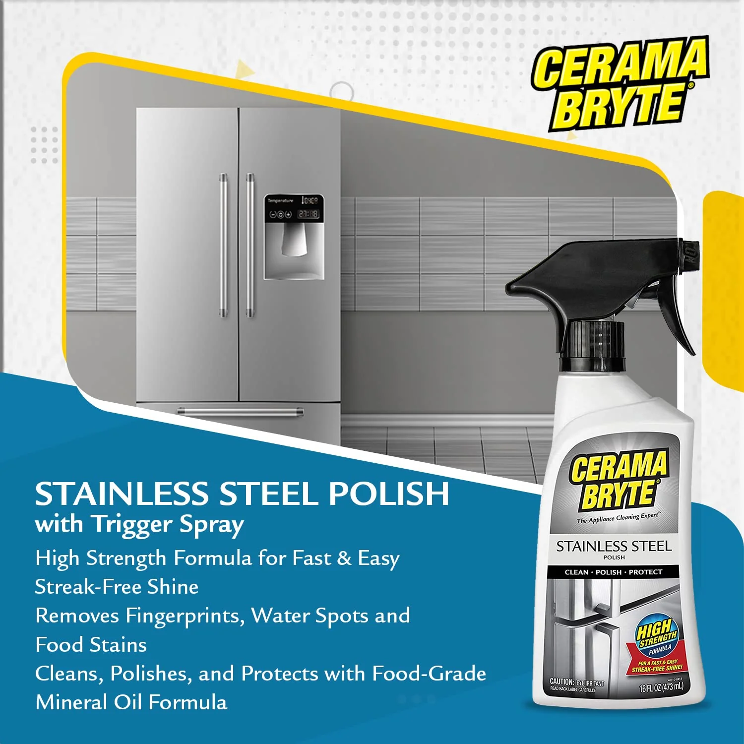Cerama Bryte Stainless Steel Appliance Cleaner & Removes Tough Stains Cooktop and Stove Top Cleaner for Glass - Ceramic Surfaces, 16 & 18 Ounces, 3-18 Ounces + 1-16 Ounce - Image 3