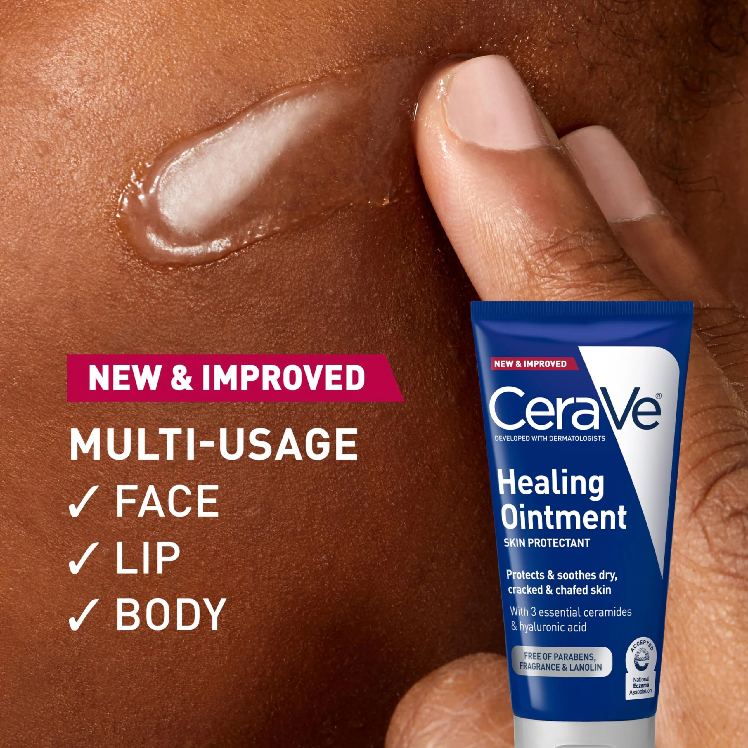 CeraVe Healing Ointment, Hydrating Skin Protectant With Petrolatum, Hyaluronic Acid & Ceramides, Face & Body Skin Barrier Repair For Cracked, Chafed, Dry Skin, Fragrance Free & Lanolin Free, 3 Oz - Image 7