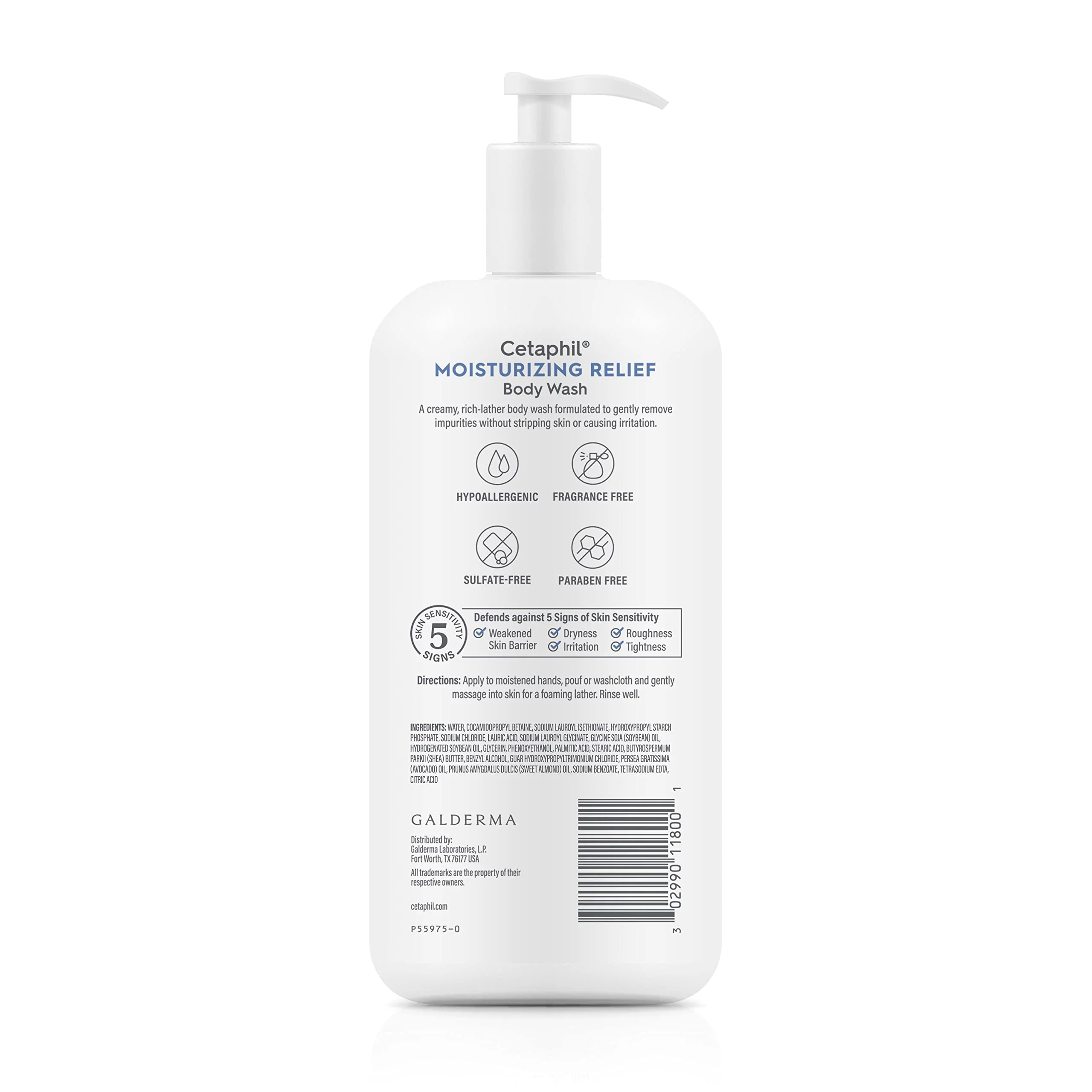 Cetaphil Body Wash, Moisturizing Relief Body Wash for Sensitive Skin, Creamy Rich Formula Gently Cleanses and Gives 24 Hour Relief to Dry Skin, Hypoallergenic, Fragrance Free, 20 oz - Image 3