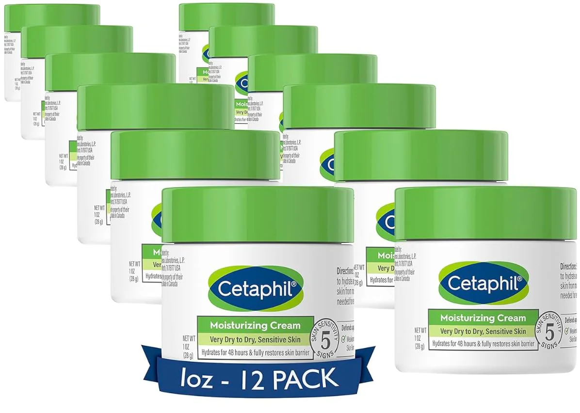 Cetaphil Face & Body Moisturizer, Hydrating Moisturizing Cream for Dry to Very Dry, Sensitive Skin, NEW 1 oz 12 Pack, Fragrance Free, Non-Comedogenic, Non-Greasy - Image 2