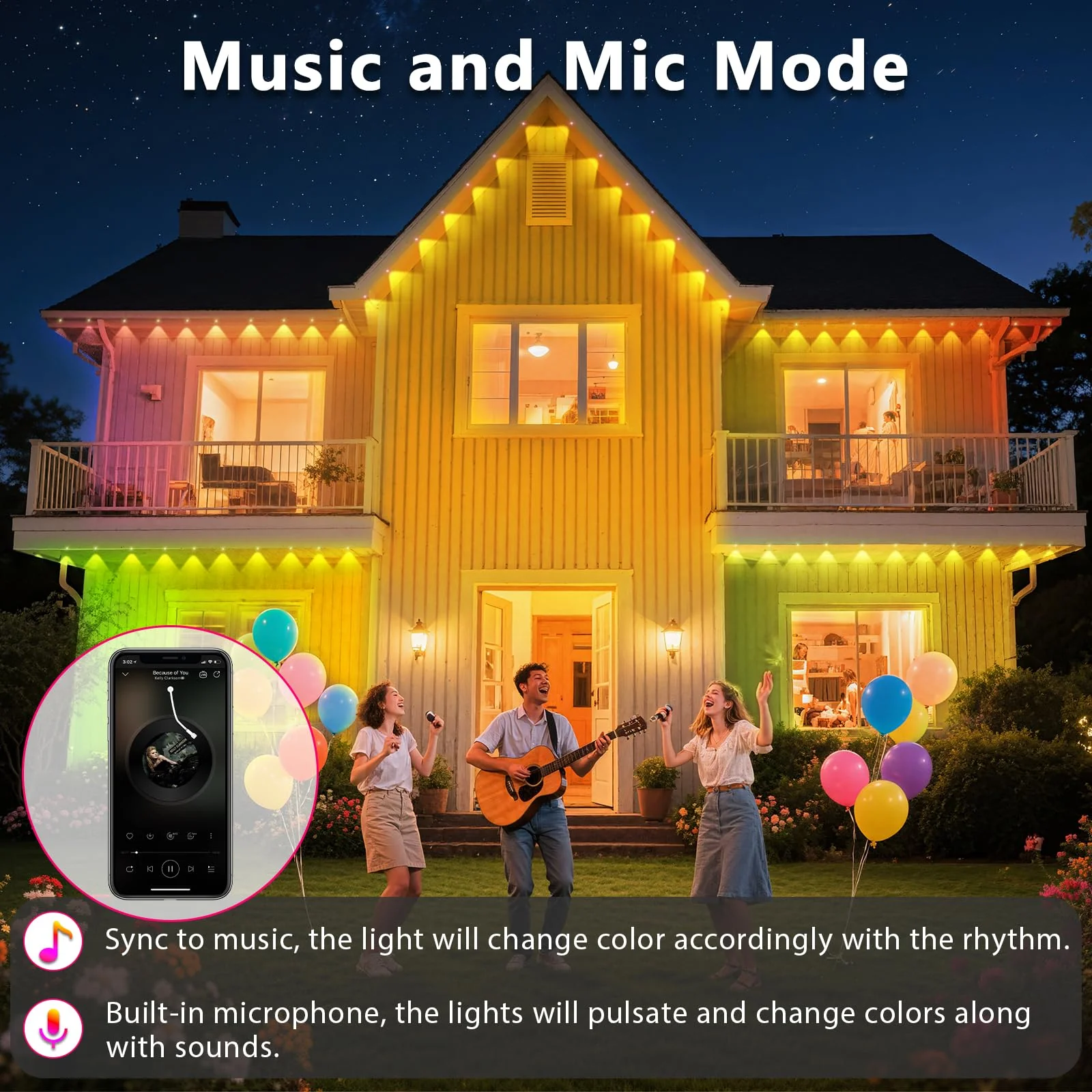 CETELUMA 300FT Permanent Outdoor RGB Lights, IP67 Waterproof Smart Eave Lighting, with App/Remote Control Eaves Light, DIY LED Scenes Modes for House Roof Decor,Christmas,Party,All Holiday and Daily. - Image 3