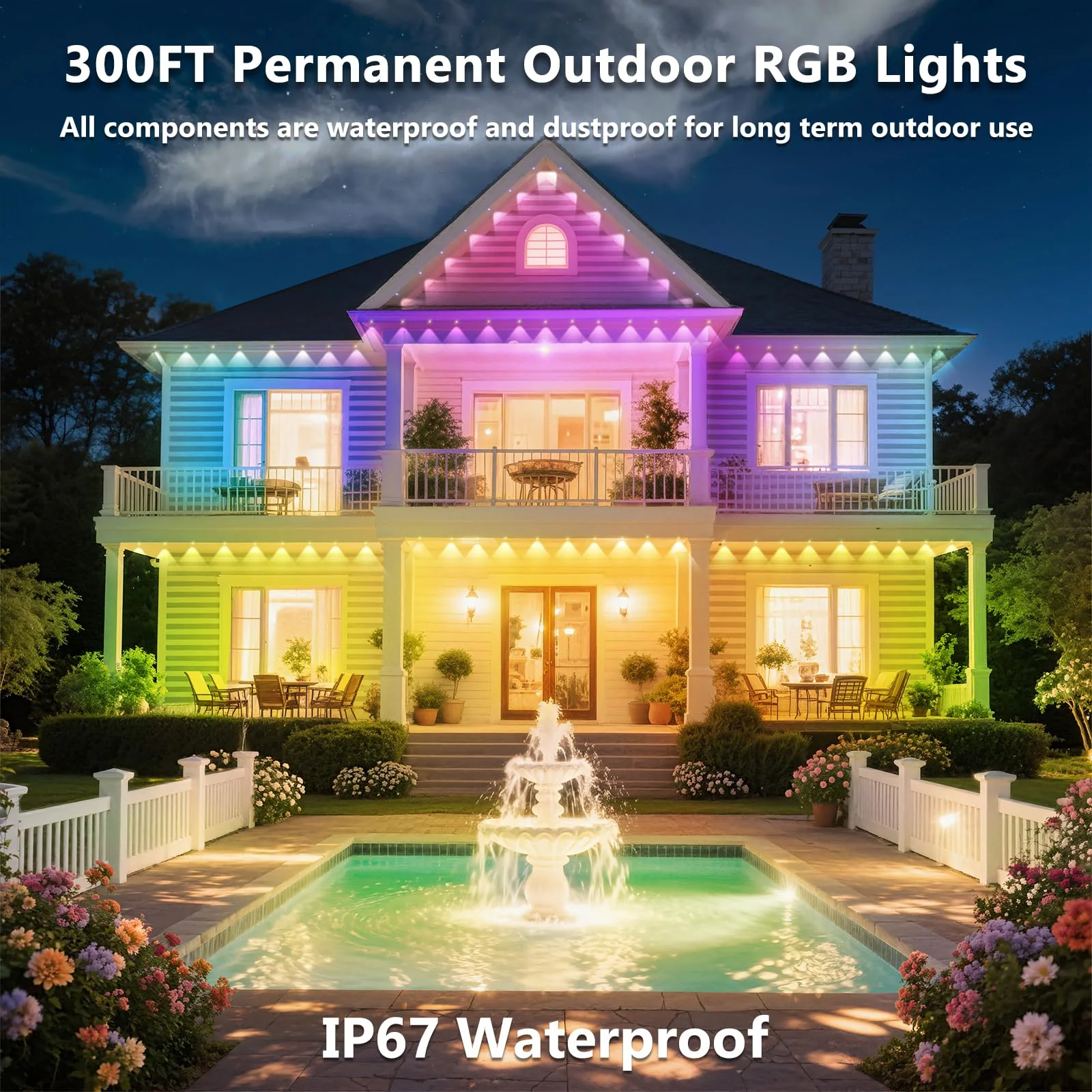 CETELUMA 300FT Permanent Outdoor RGB Lights, IP67 Waterproof Smart Eave Lighting, with App/Remote Control Eaves Light, DIY LED Scenes Modes for House Roof Decor,Christmas,Party,All Holiday and Daily. - Image 5
