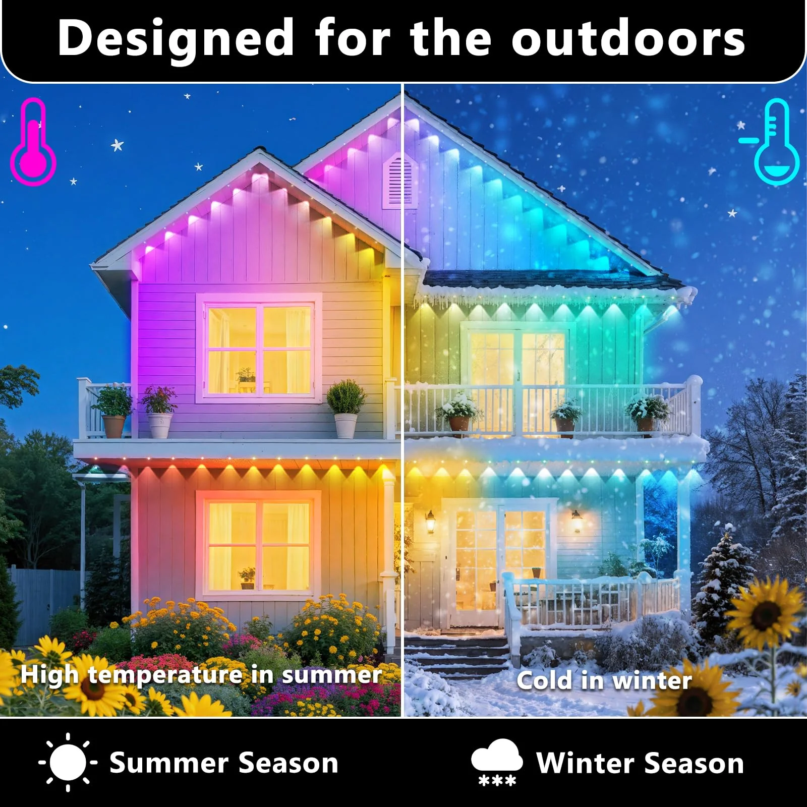 CETELUMA 300FT Permanent Outdoor RGB Lights, IP67 Waterproof Smart Eave Lighting, with App/Remote Control Eaves Light, DIY LED Scenes Modes for House Roof Decor,Christmas,Party,All Holiday and Daily. - Image 6