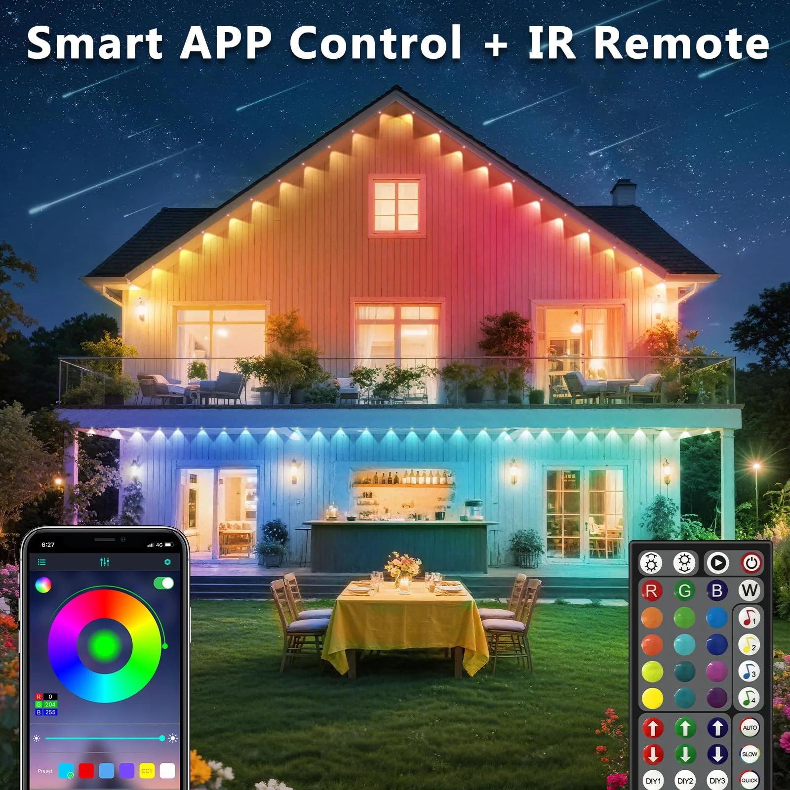 CETELUMA 300FT Permanent Outdoor RGB Lights, IP67 Waterproof Smart Eave Lighting, with App/Remote Control Eaves Light, DIY LED Scenes Modes for House Roof Decor,Christmas,Party,All Holiday and Daily. - Image 7