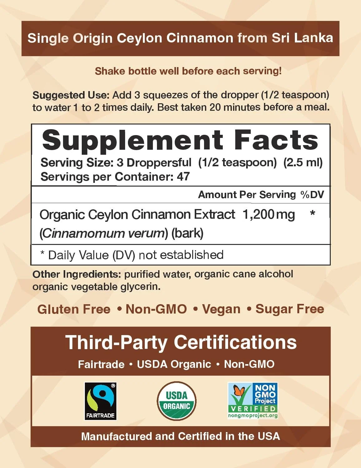 Ceylon Cinnamon Shop CinnaGold™ Organic Ceylon Cinnamon (100% Certified) Supplement, High-Potency Liquid Extract, 4 oz. – Super Antioxidant - Image 2