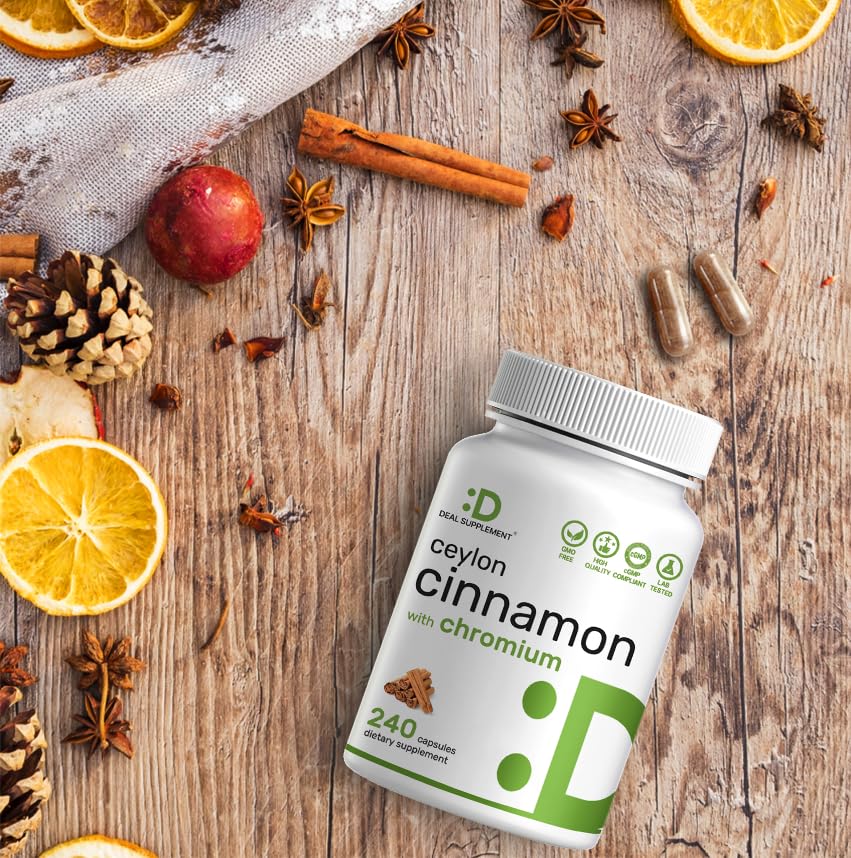 Ceylon Cinnamon with Chromium 1000mcg, 240 Capsules | Active Inner Bark Extract, True Sri Lanka Source | Natural Cinnamon Supplements - Image 2