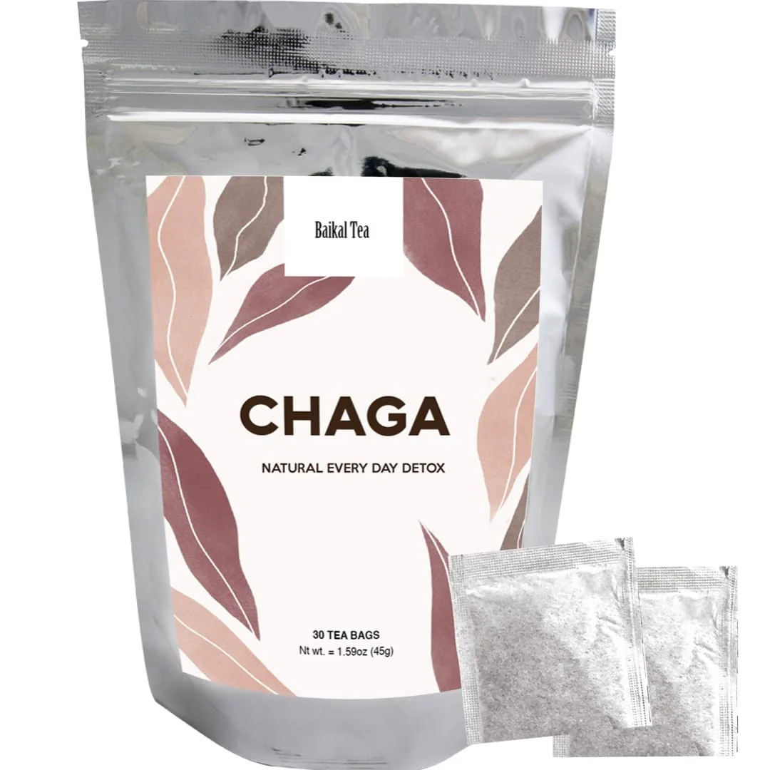 Chaga Tea - 100% Wild Siberian Birch Chaga Mushroom - Organic - 30 Unbleached Tea Bags - Pure No Additives - Natural Detox and Digestive Support - Hand-Picked by Baikal Tea - Image 2