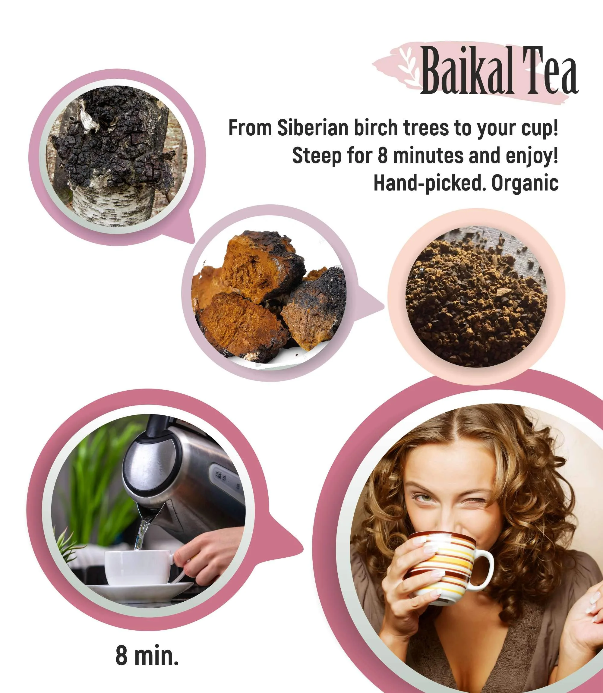Chaga Tea - 100% Wild Siberian Birch Chaga Mushroom - Organic - 30 Unbleached Tea Bags - Pure No Additives - Natural Detox and Digestive Support - Hand-Picked by Baikal Tea - Image 4