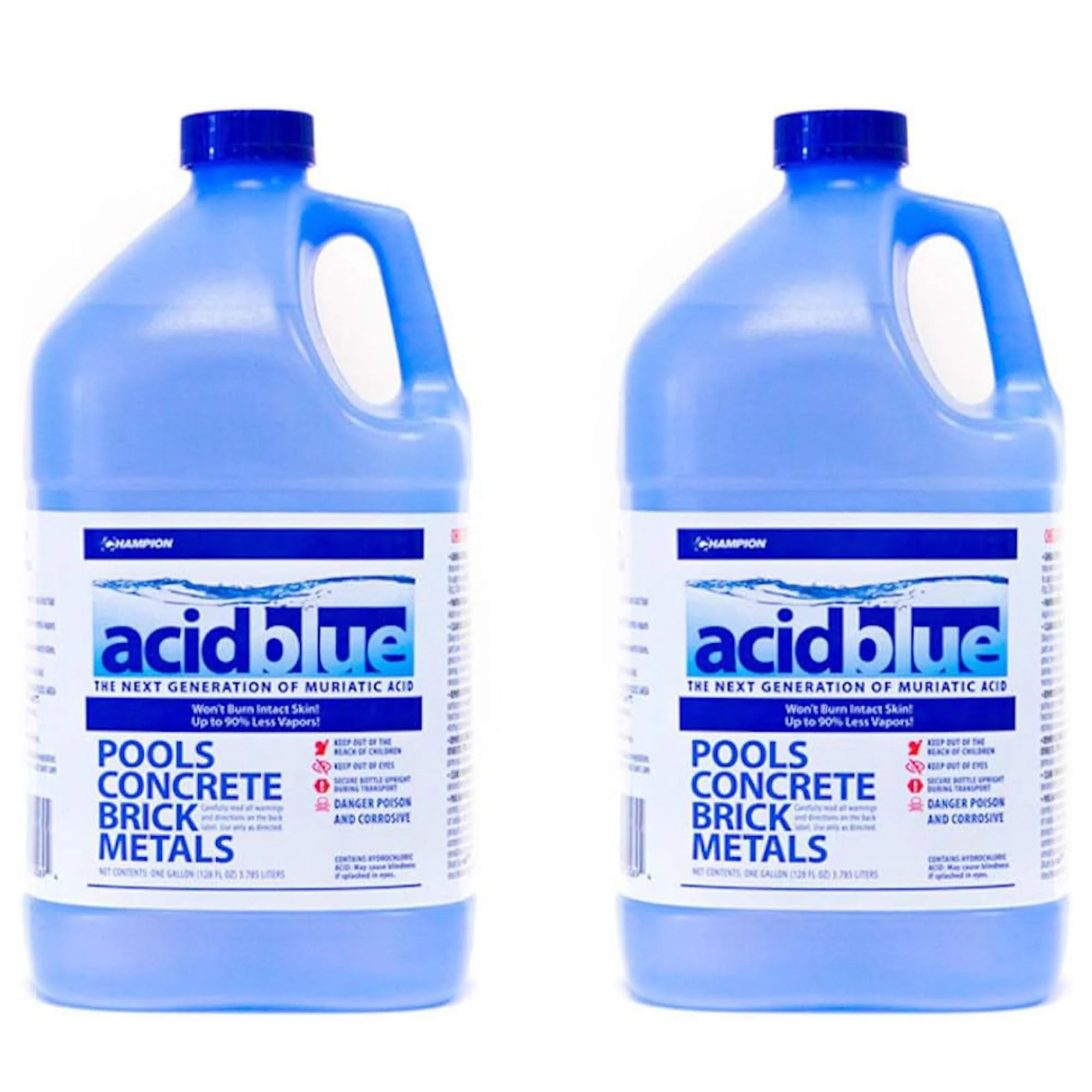 Champion Acid Blue Easy to Use Muriatic Acid for Removal of Stains on Driveways or Garage Floors with Vapor Reduction Technology (2 Pack)