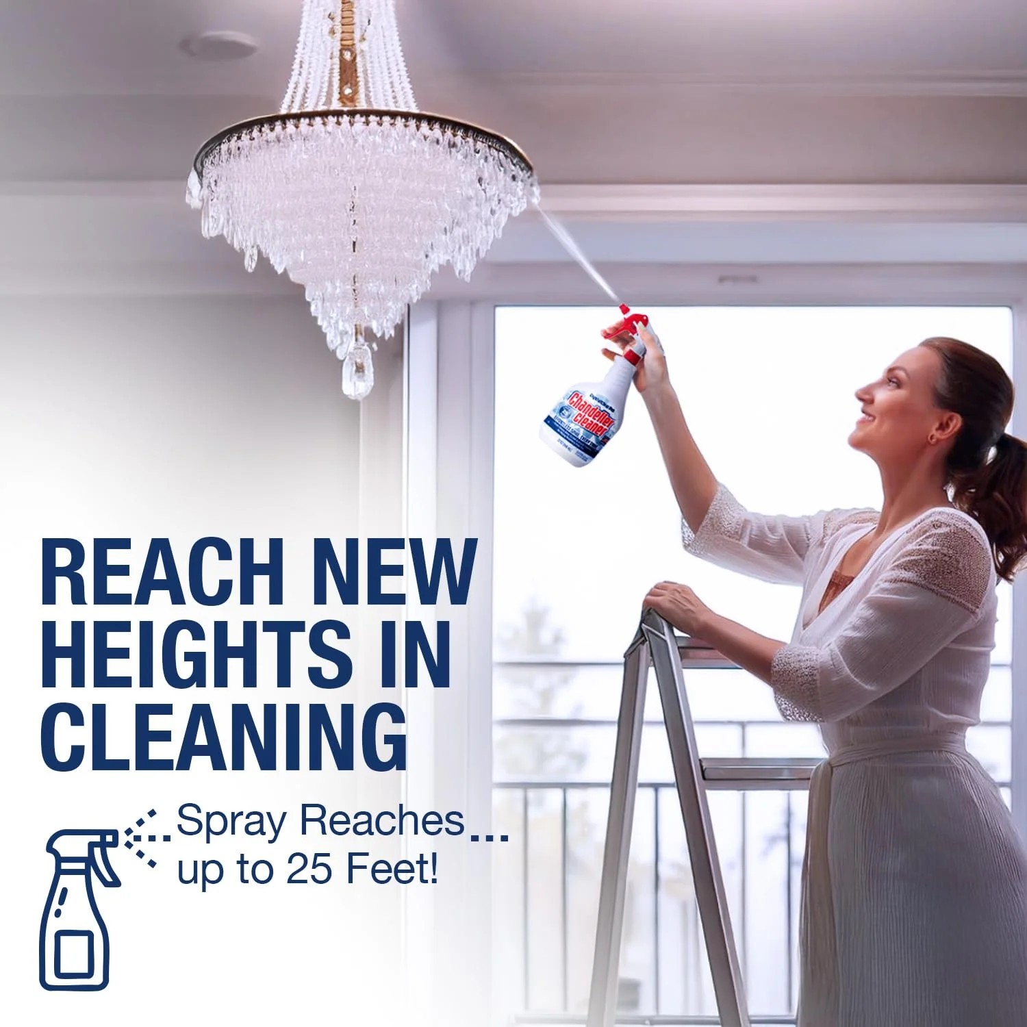 Chandelier Cleaner Drip Dry Spray - No Wipe Formula for Effortless, Streak-Free Shine on Crystal, Glass & Brass - Sprays up to 25 feet! Biodegradable, Non-Toxic & Time-Saving, 32 oz - Made in USA - Image 2
