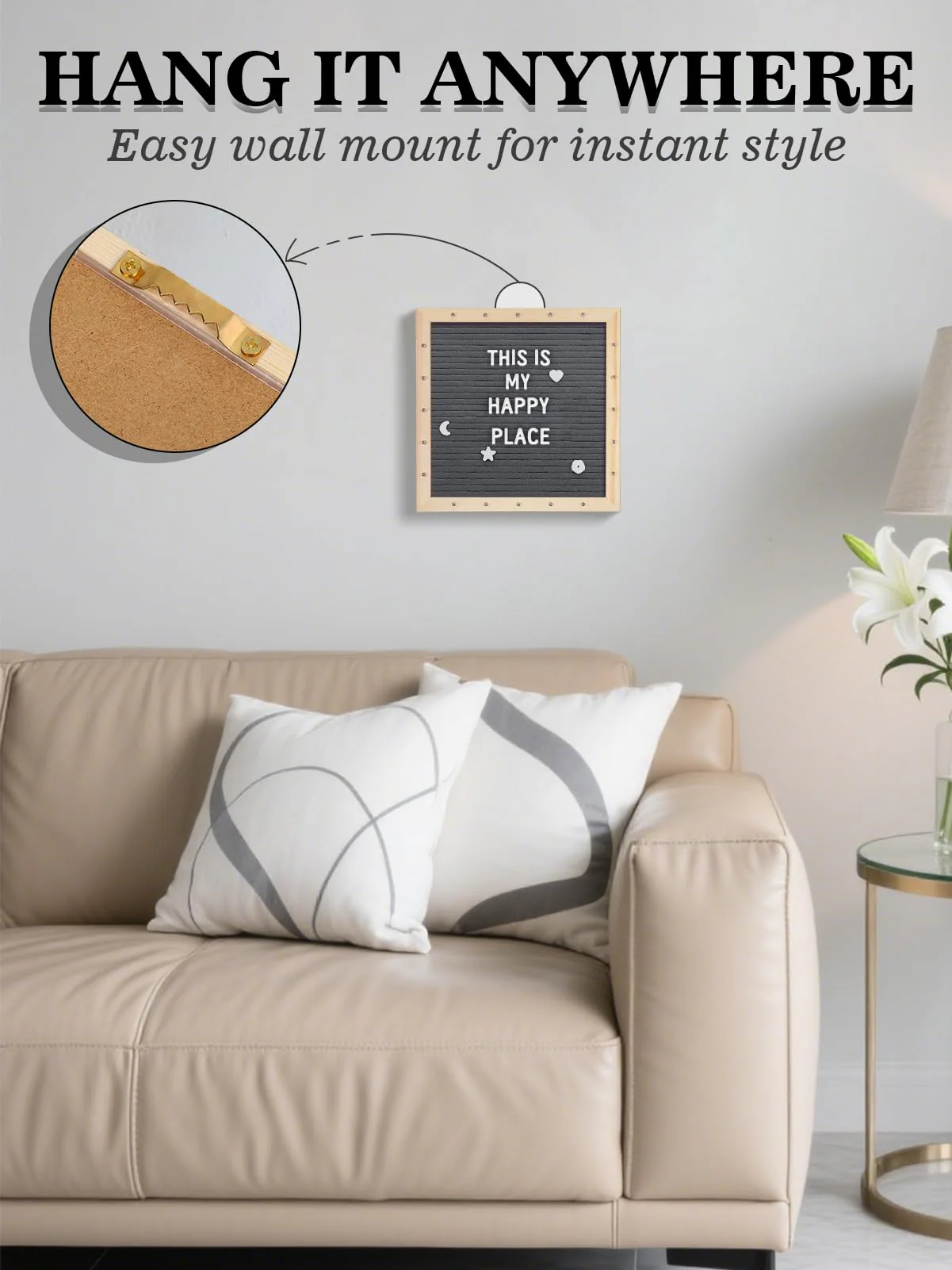 Changeable Felt Letter Board with LED Lights - 10��10" Message Custom Signs & Wood Stand & 450 Letters, Poster Board for Christmas/Pregnancy/Baby Announcement/Classroom Wall Decor Gifts, Grey - Image 5